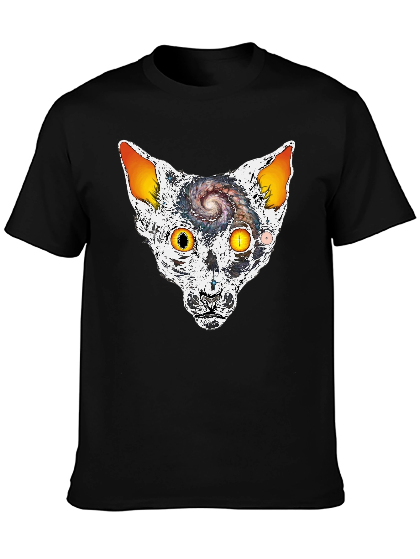Cosmic Cat Head Graphic T-Shirt