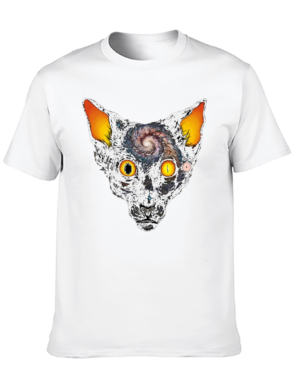 Cosmic Cat Head Graphic T-Shirt