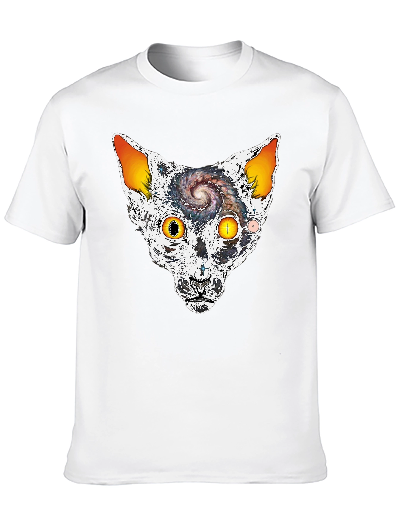 Cosmic Cat Head Graphic T-Shirt