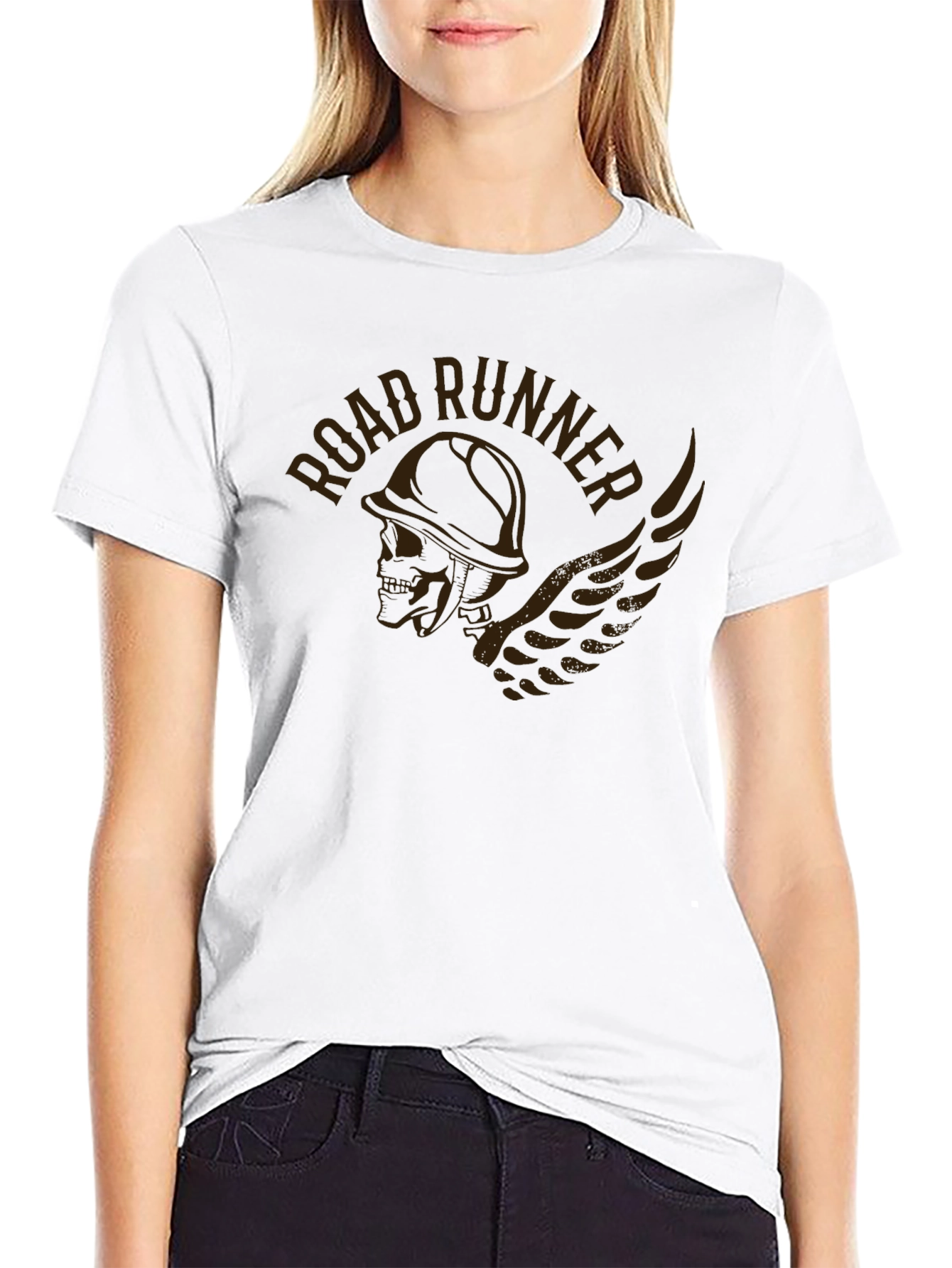 Road Runner Graphic Print Black T-Shirt