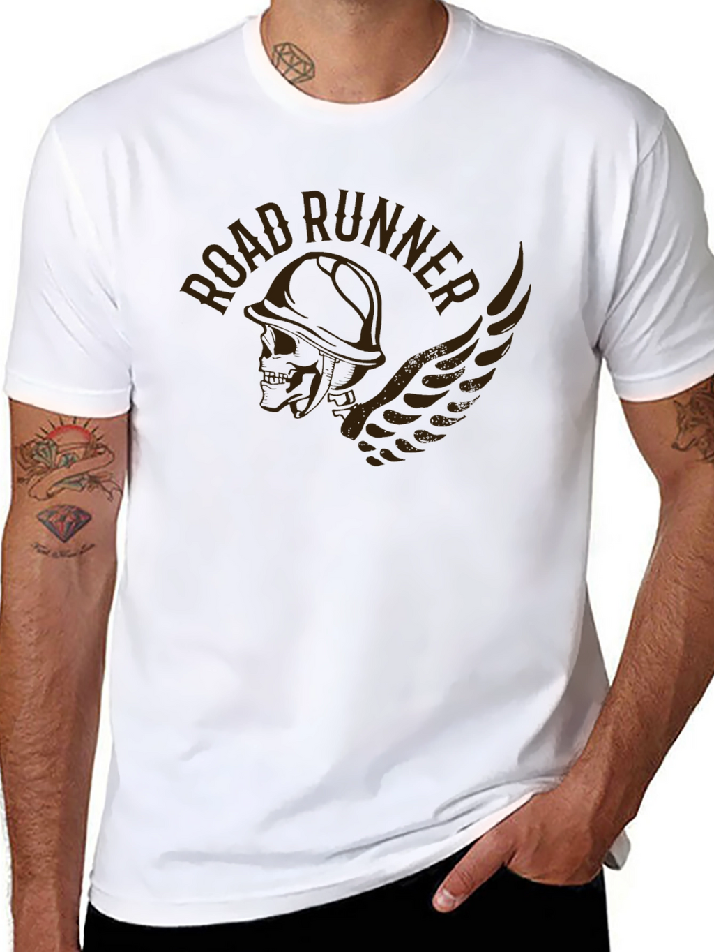 Road Runner Graphic Print Black T-Shirt