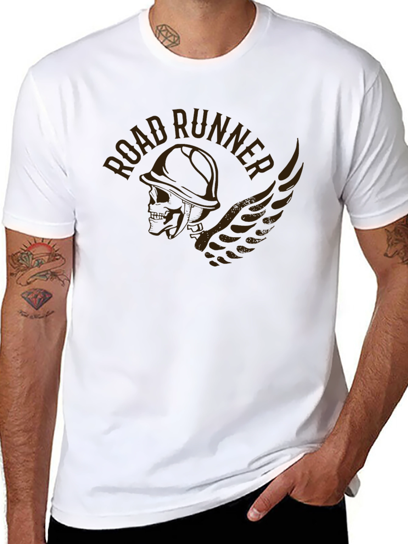 Road Runner Graphic Print Black T-Shirt
