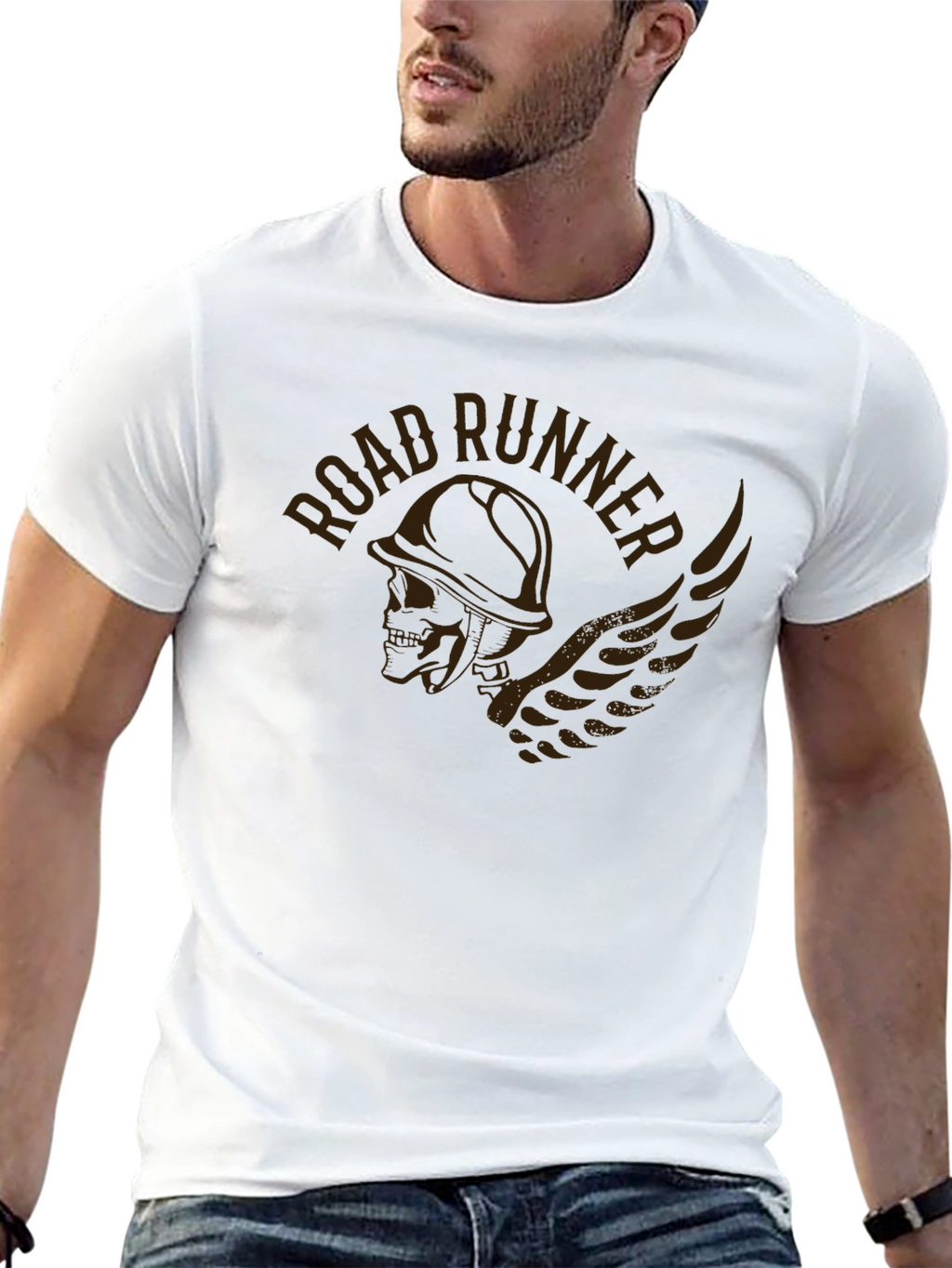 Road Runner Graphic Print Black T-Shirt