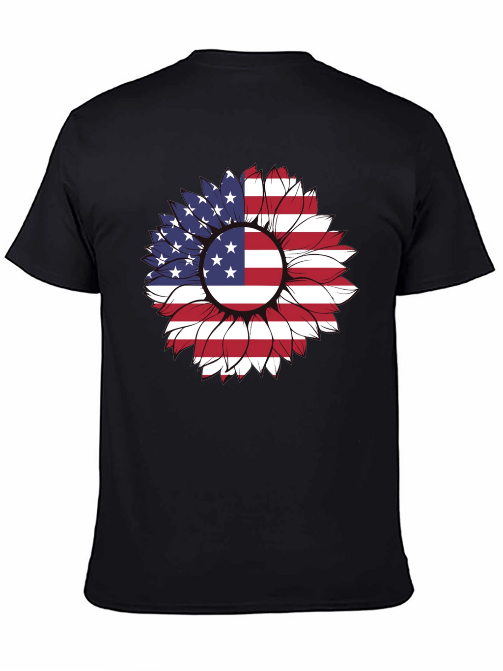 American Flag Sunflower Graphic T-Shirt