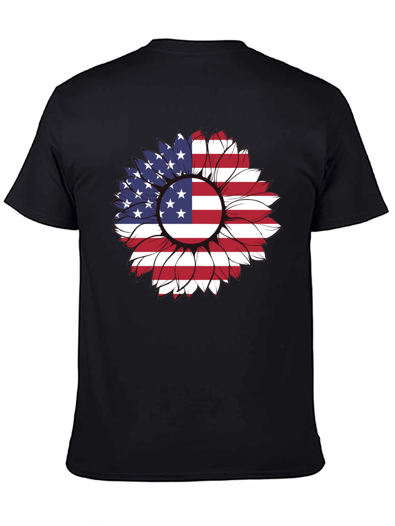 American Flag Sunflower Graphic T-Shirt