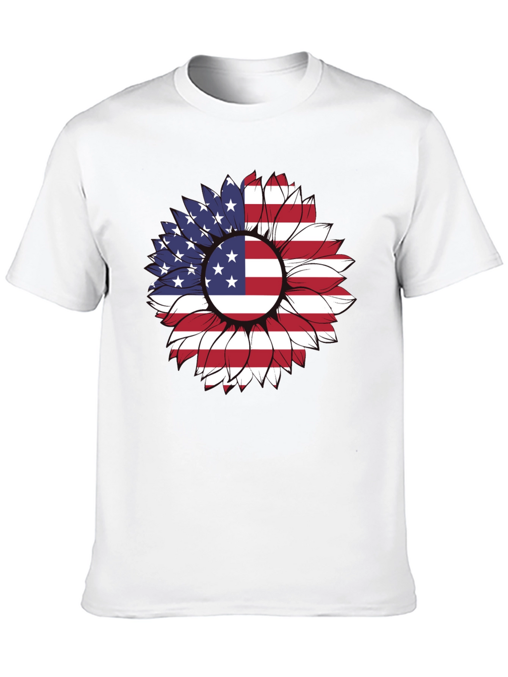 American Flag Sunflower Graphic T-Shirt
