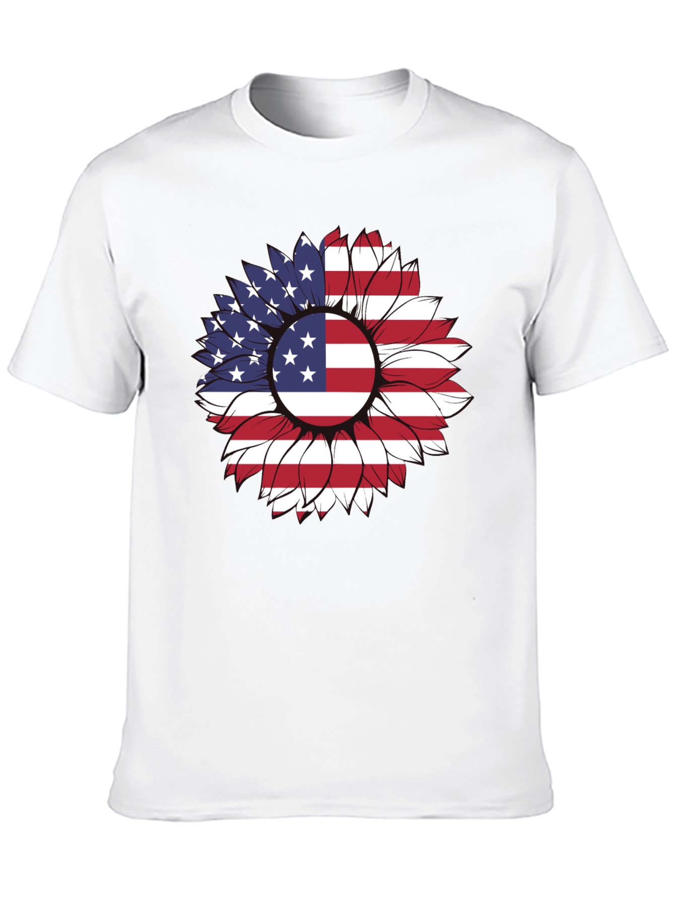 American Flag Sunflower Graphic T-Shirt