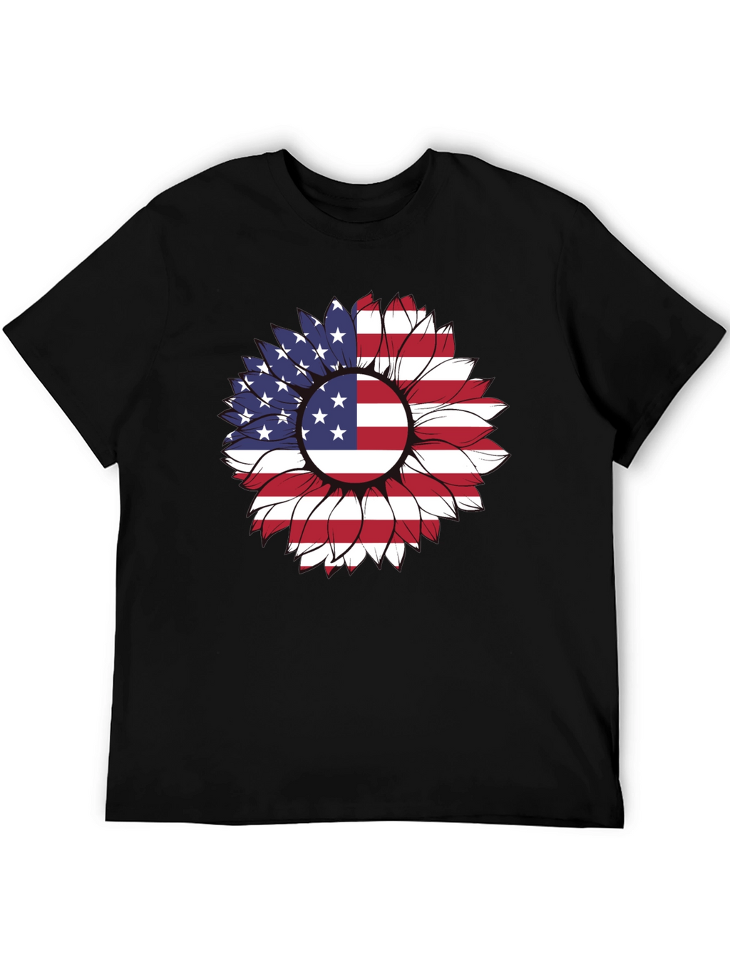 American Flag Sunflower Graphic T-Shirt