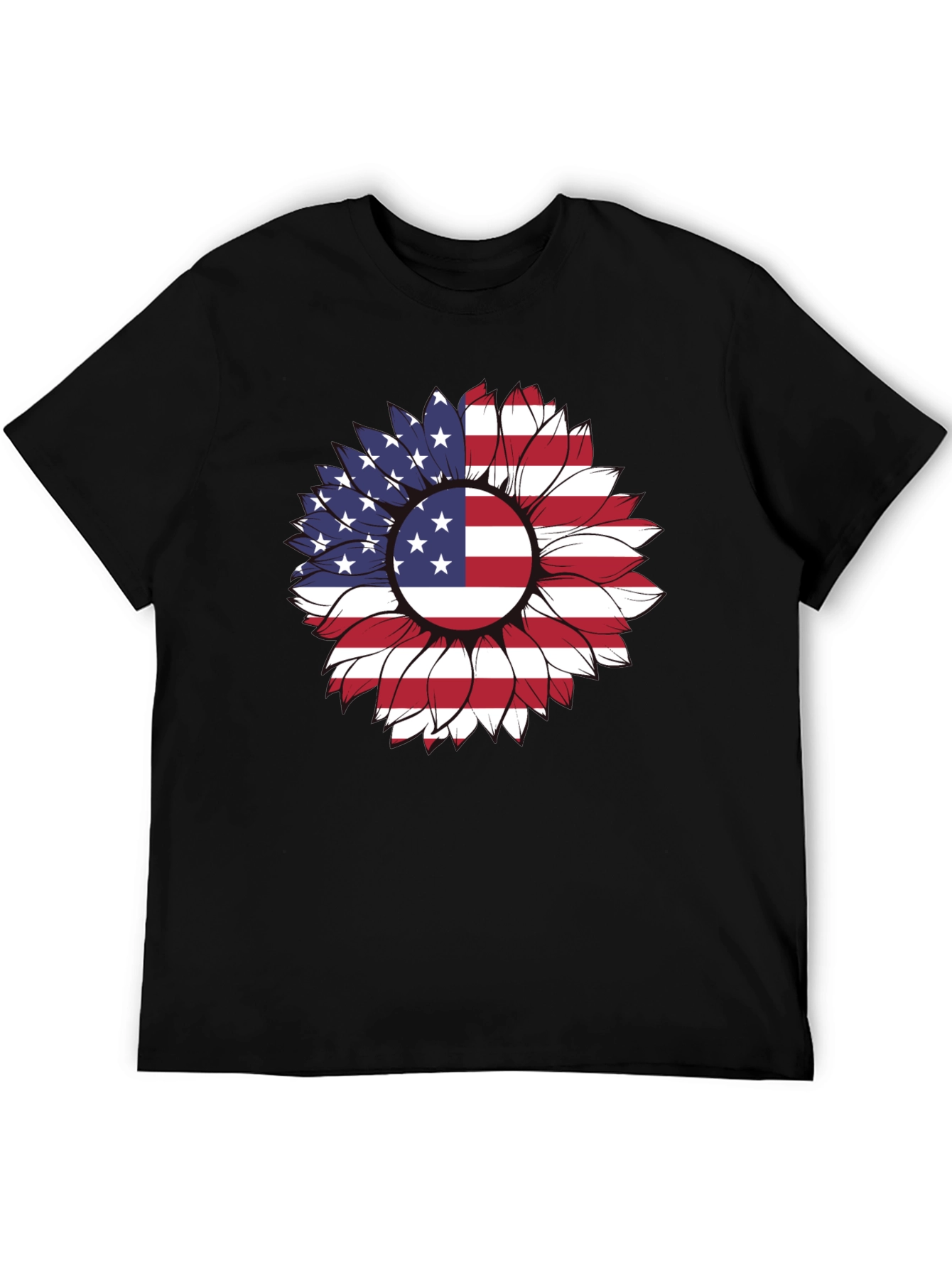 American Flag Sunflower Graphic T-Shirt