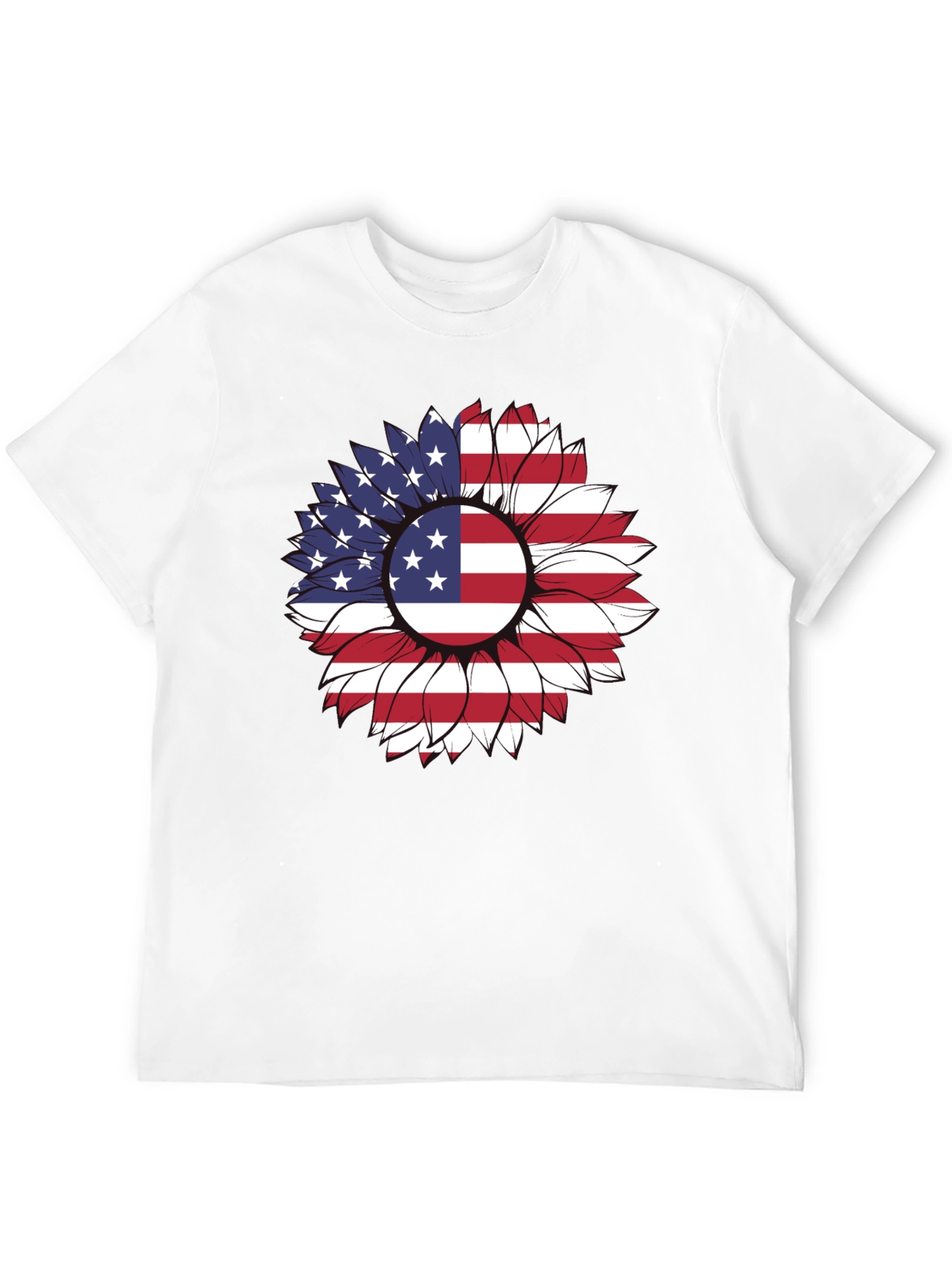 American Flag Sunflower Graphic T-Shirt