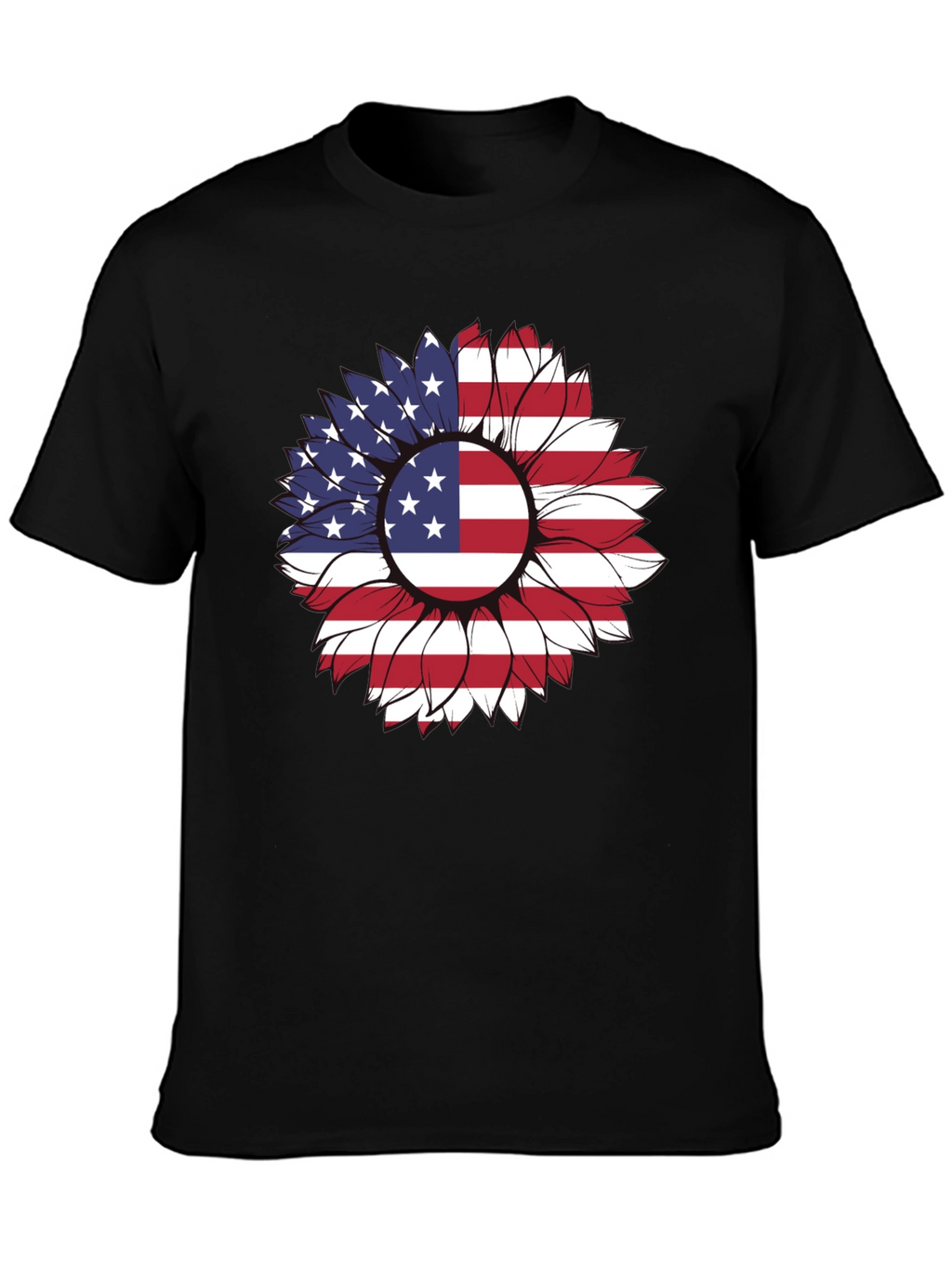 American Flag Sunflower Graphic T-Shirt