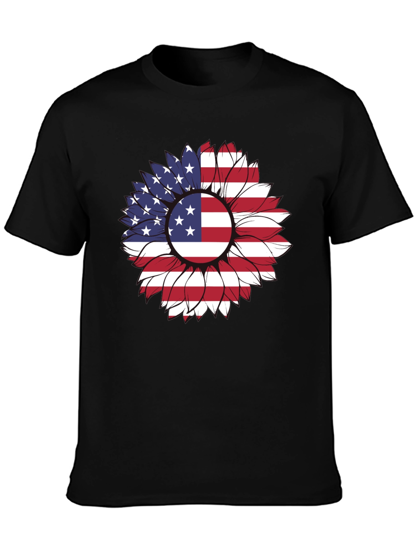American Flag Sunflower Graphic T-Shirt