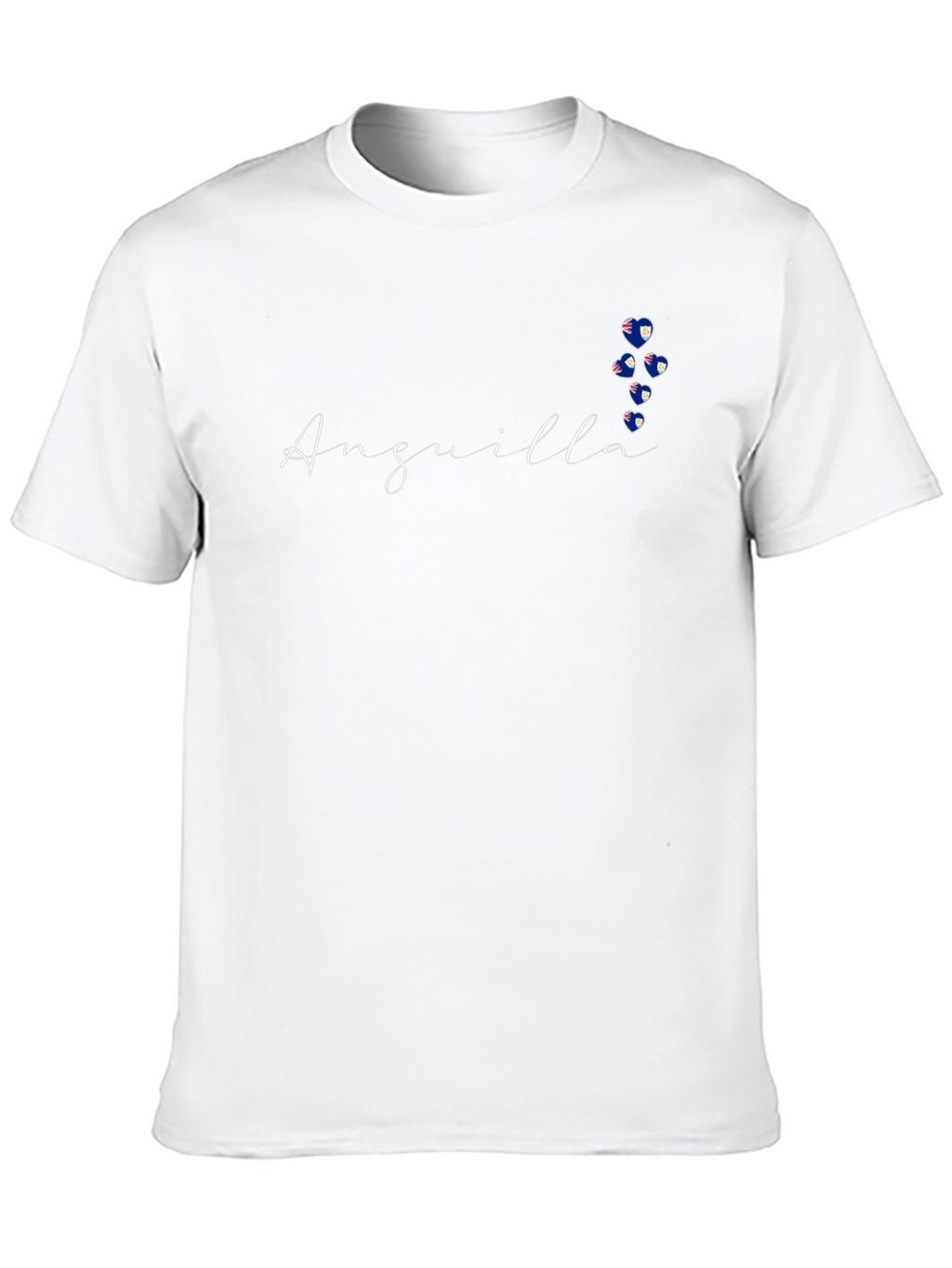 Anguilla Flag Hearts Black T-Shirt