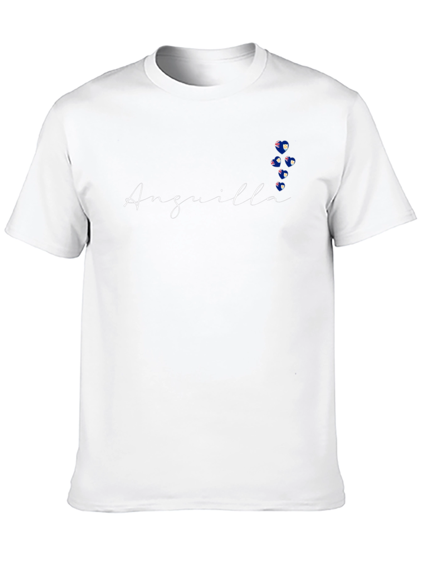 Anguilla Flag Hearts Black T-Shirt