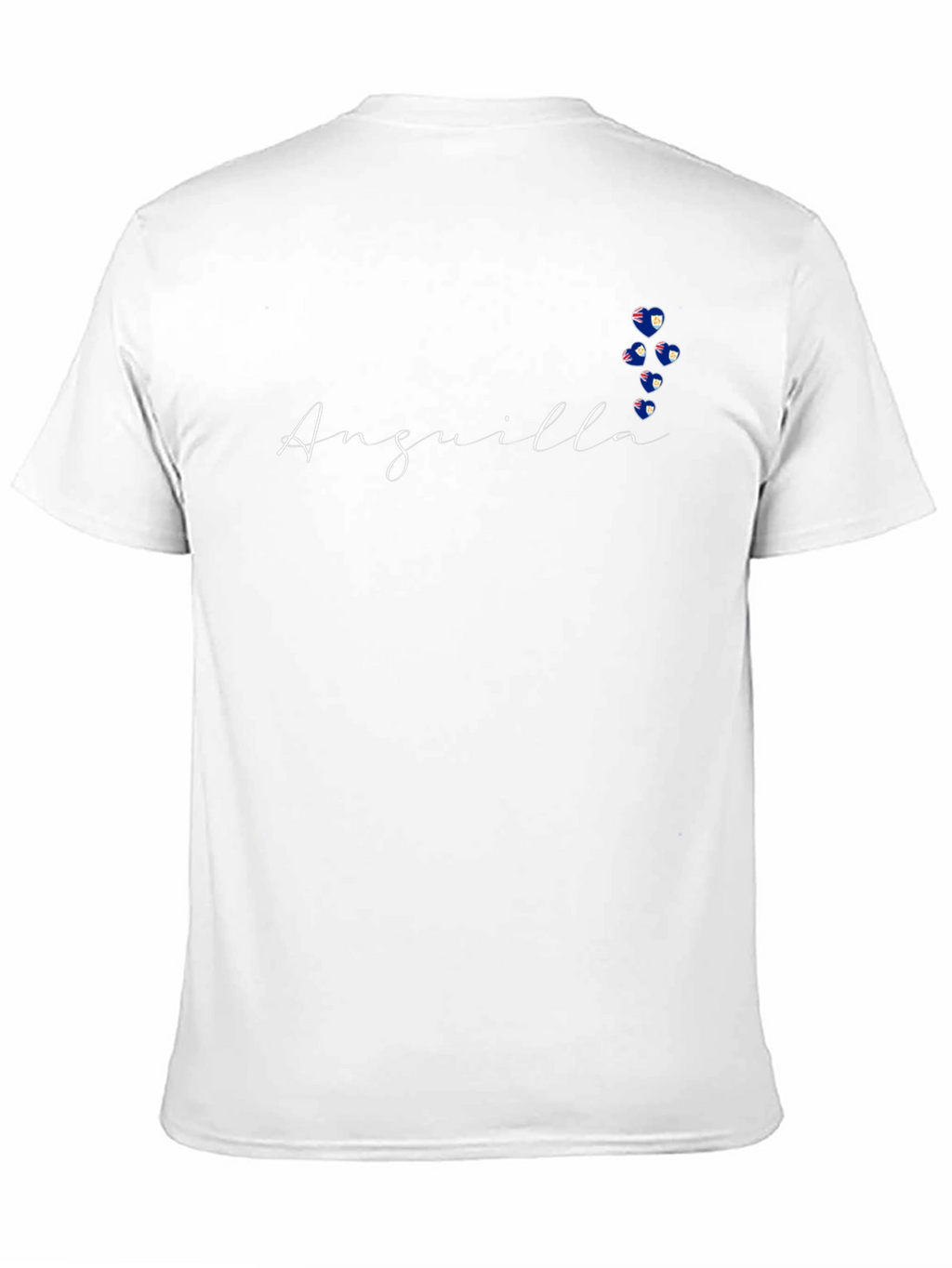 Anguilla Flag Hearts Black T-Shirt