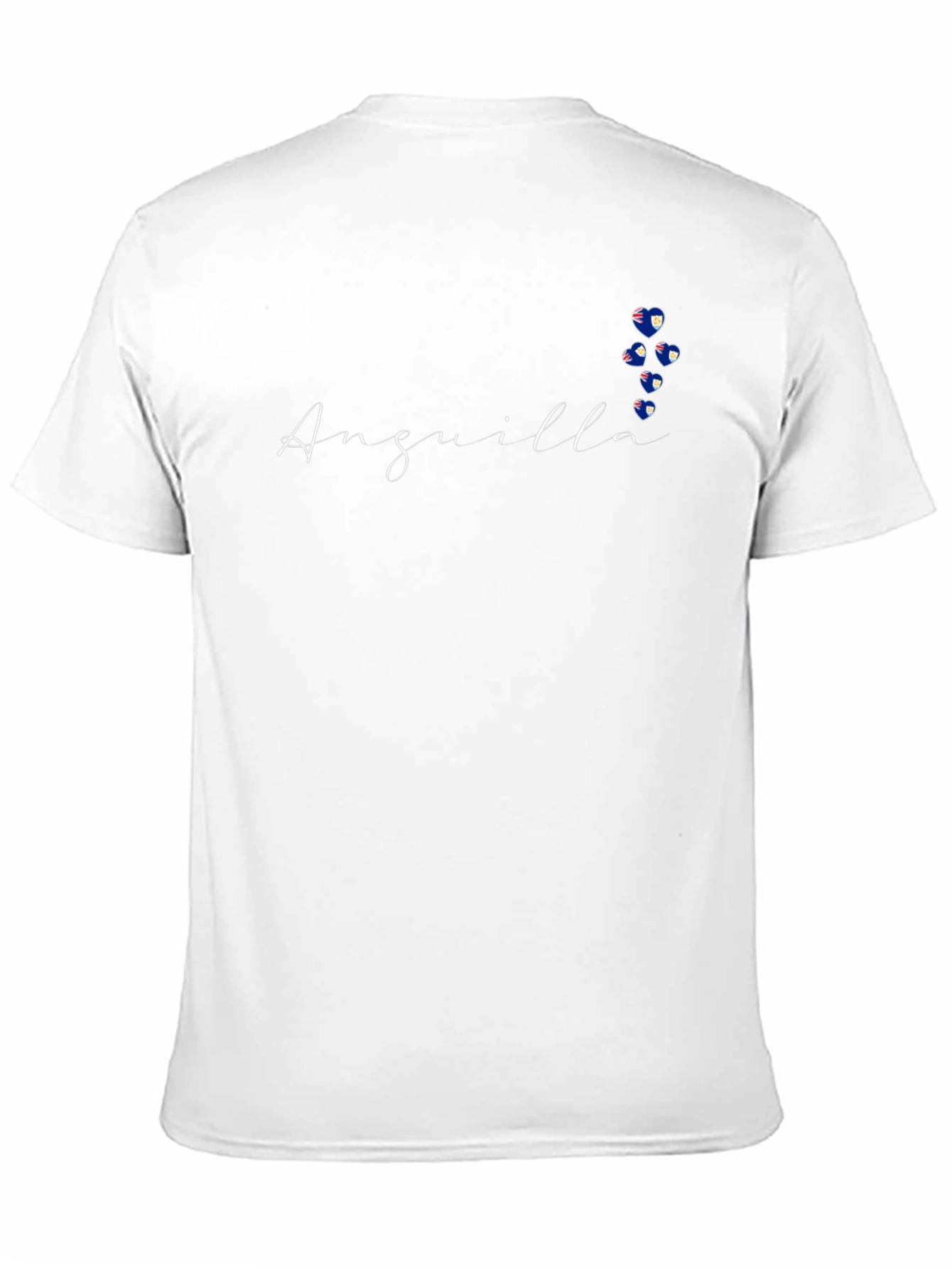 Anguilla Flag Hearts Black T-Shirt