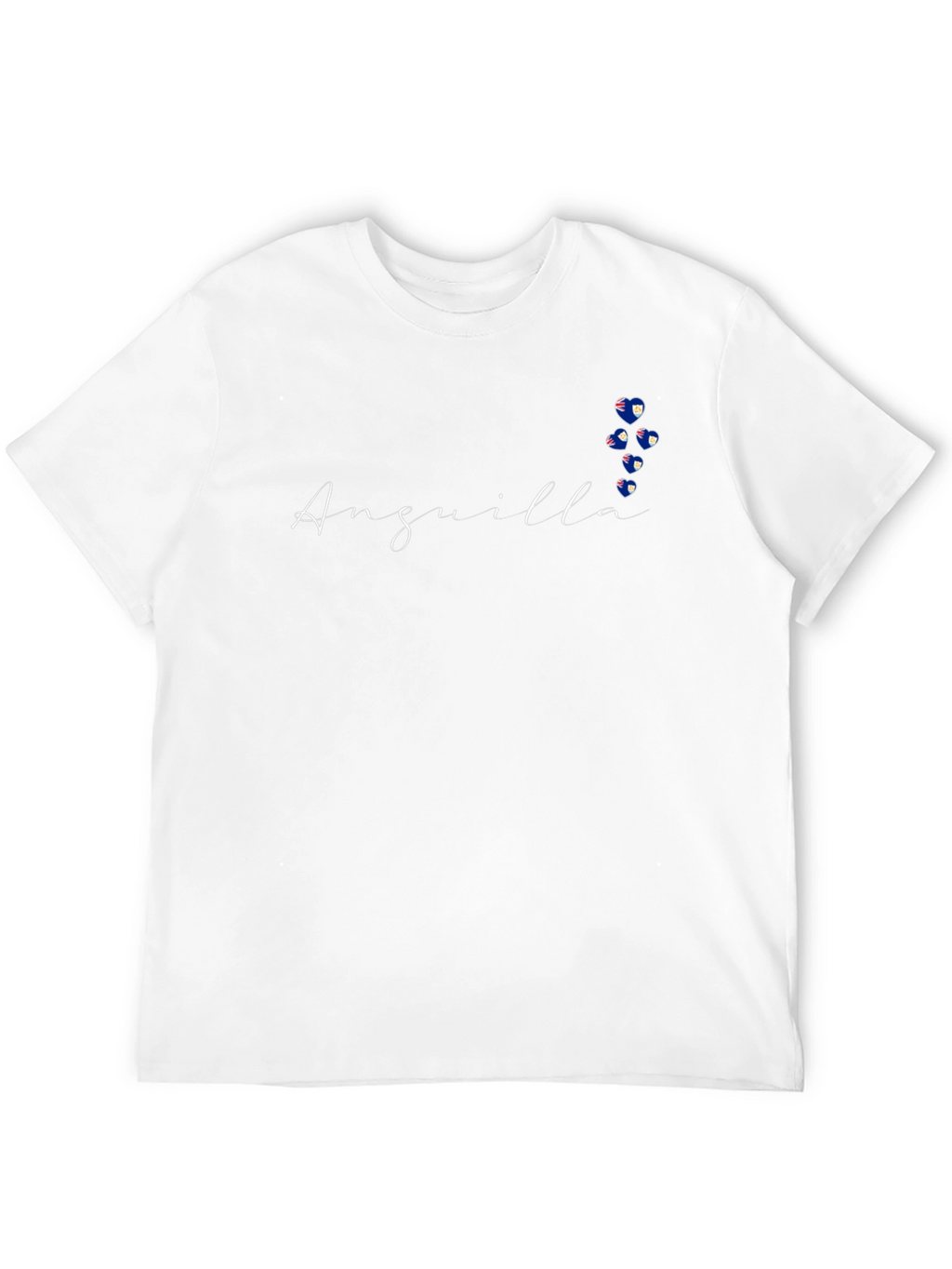 Anguilla Flag Hearts Black T-Shirt