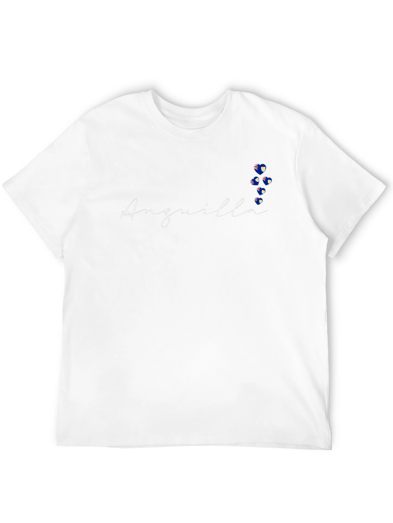 Anguilla Flag Hearts Black T-Shirt
