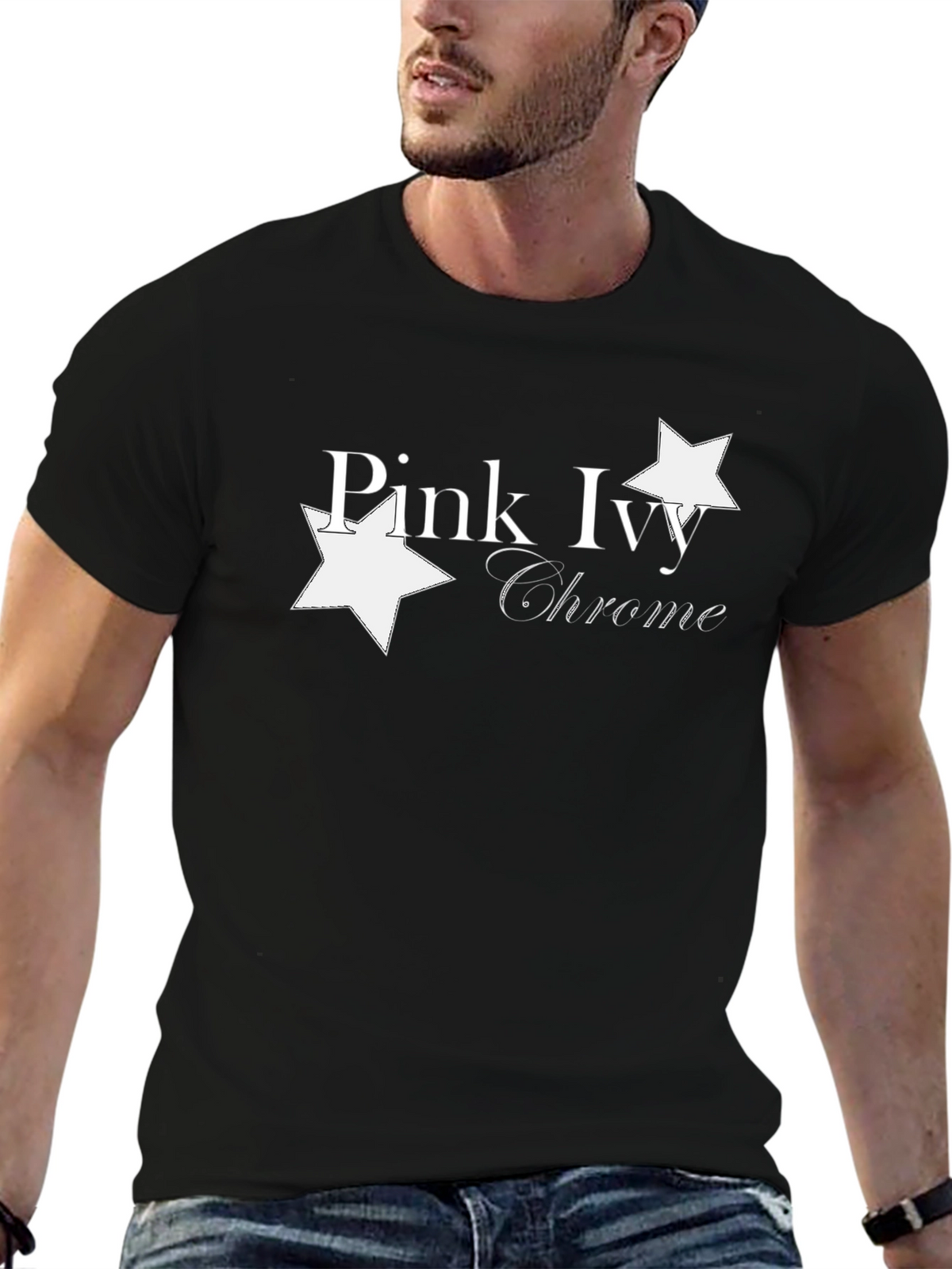 Pink Ivy Chrome Graphic Black T-Shirt