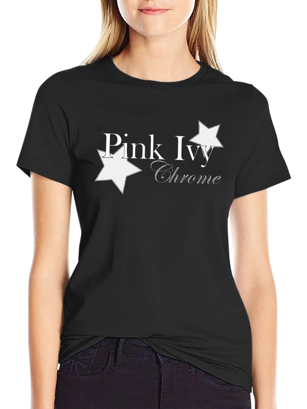 Pink Ivy Chrome Graphic Black T-Shirt