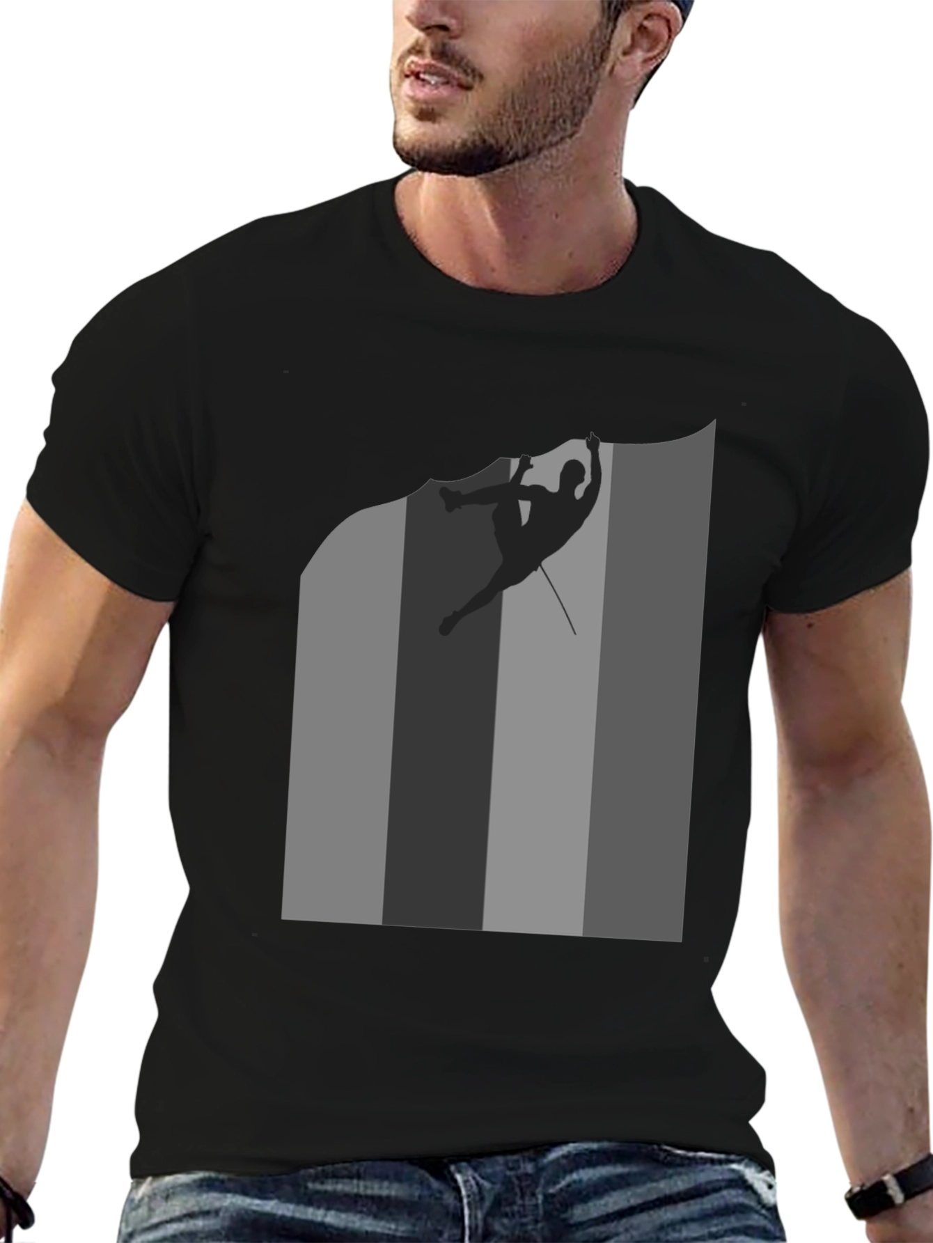 Rock Climbing Silhouette Graphic Tee - Black