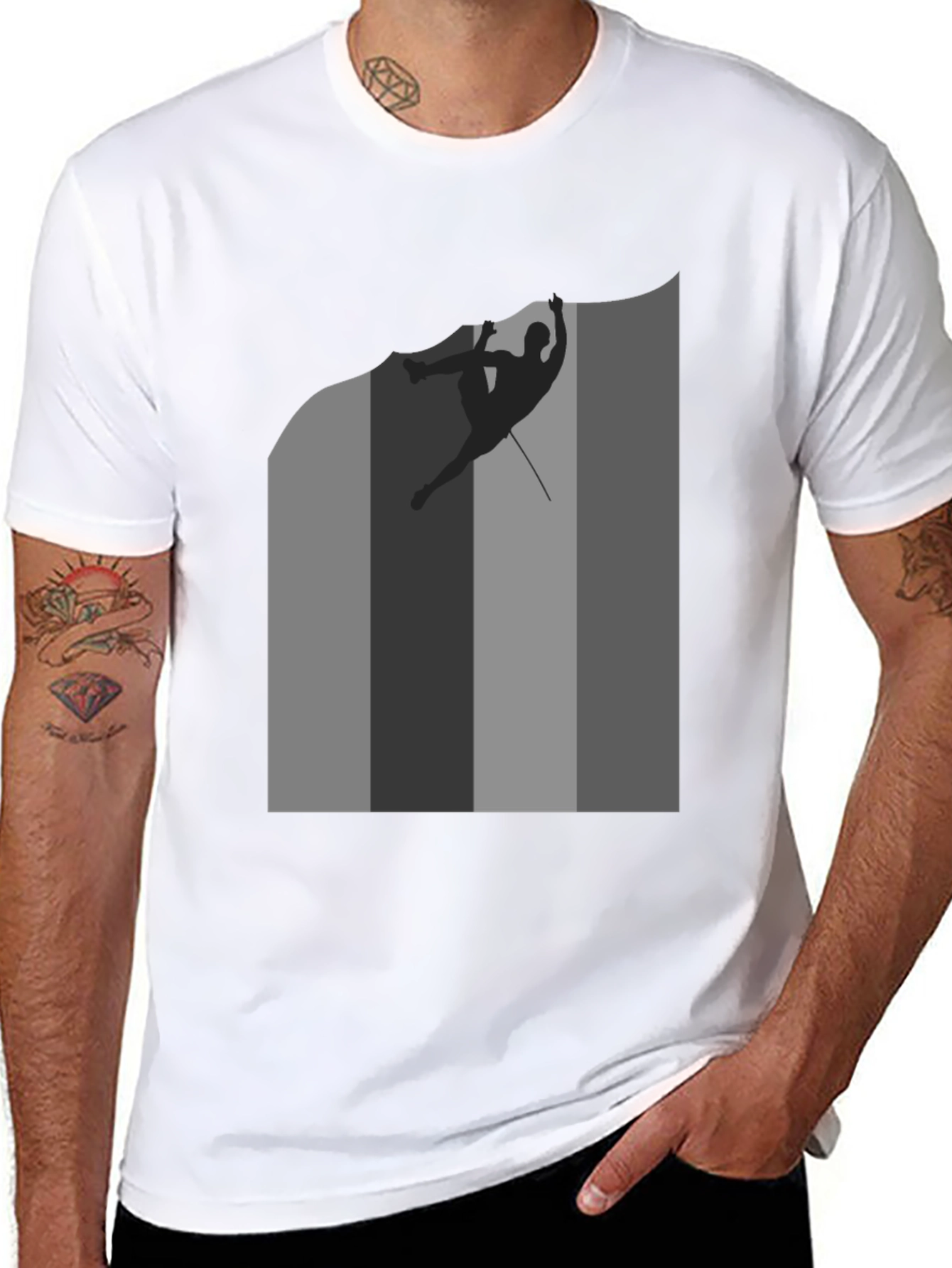 Rock Climbing Silhouette Graphic Tee - Black