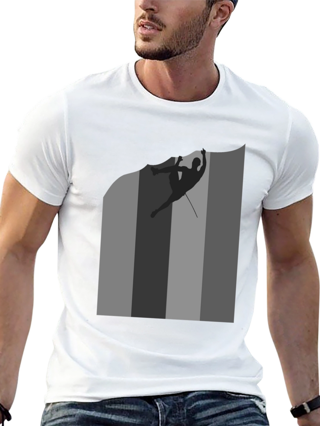 Rock Climbing Silhouette Graphic Tee - Black