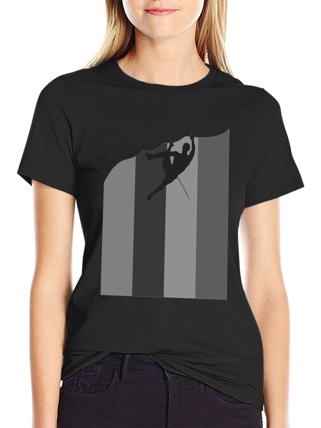 Rock Climbing Silhouette Graphic Tee - Black