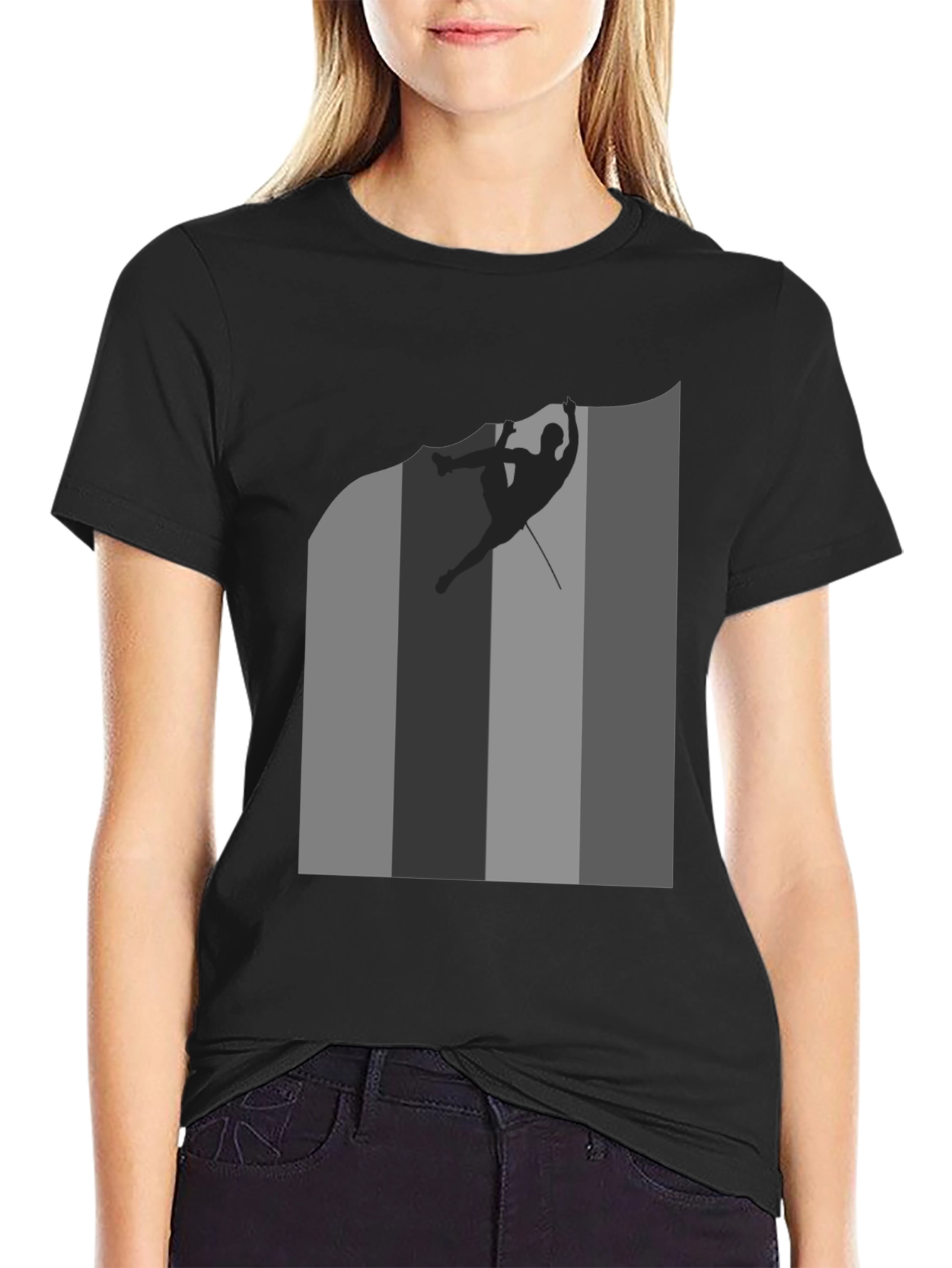 Rock Climbing Silhouette Graphic Tee - Black
