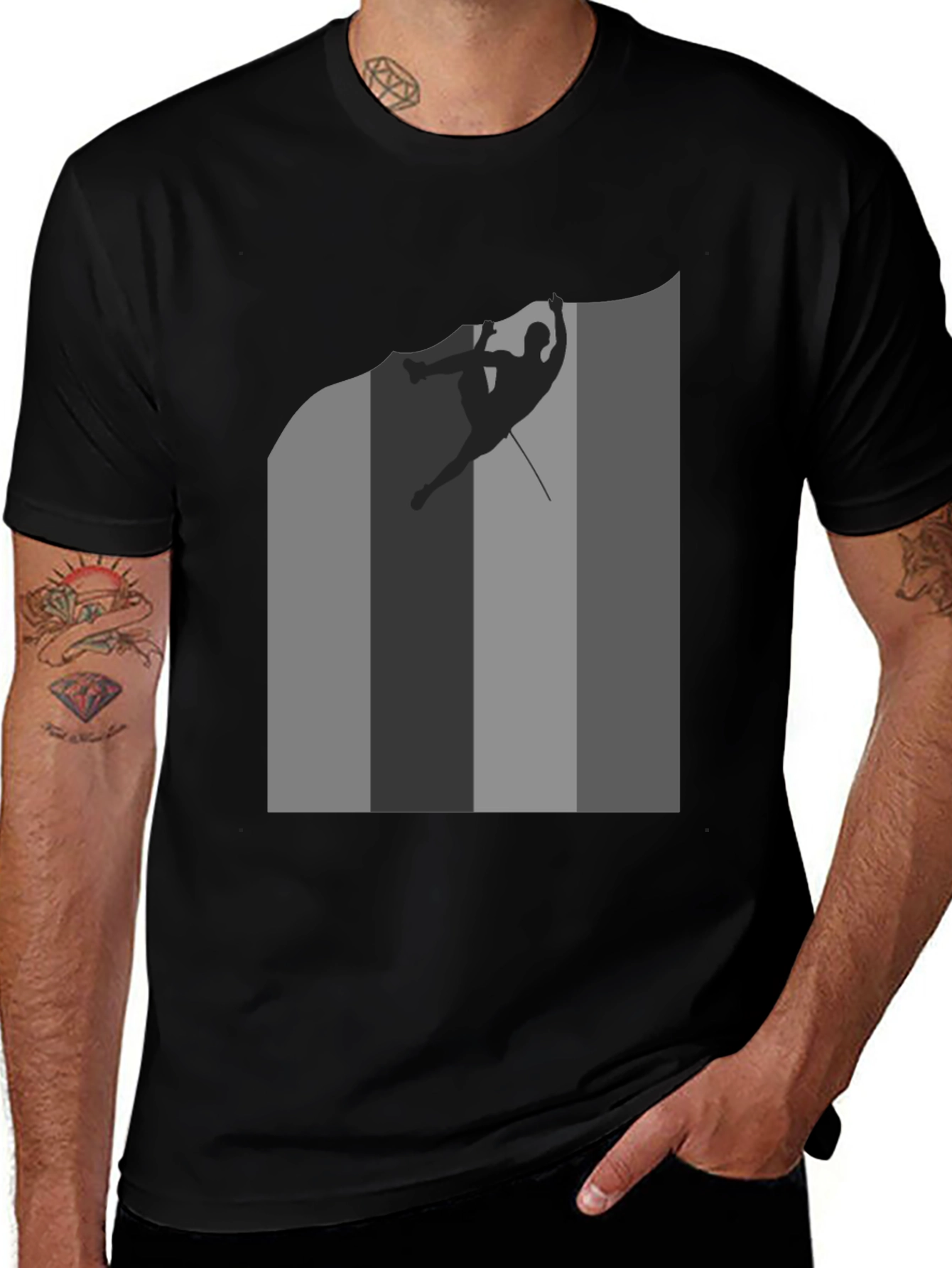 Rock Climbing Silhouette Graphic Tee - Black