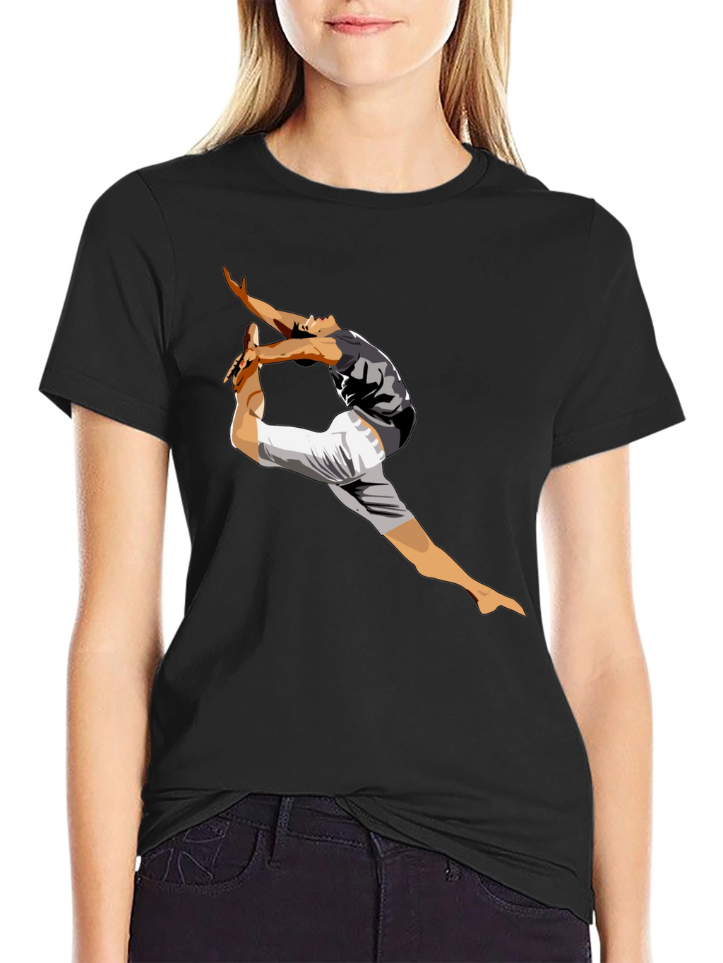 Mens Black T-Shirt with Dancer Graphic