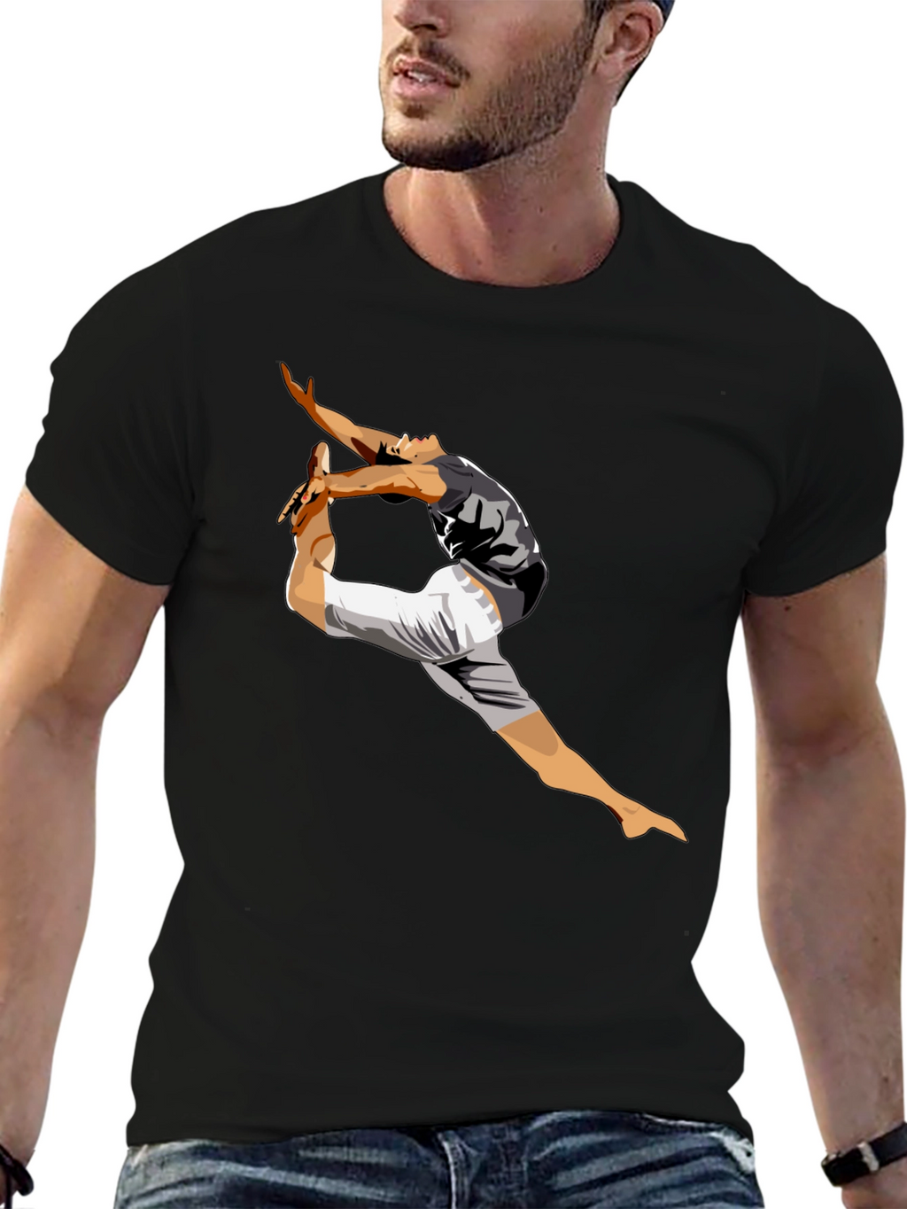 Mens Black T-Shirt with Dancer Graphic