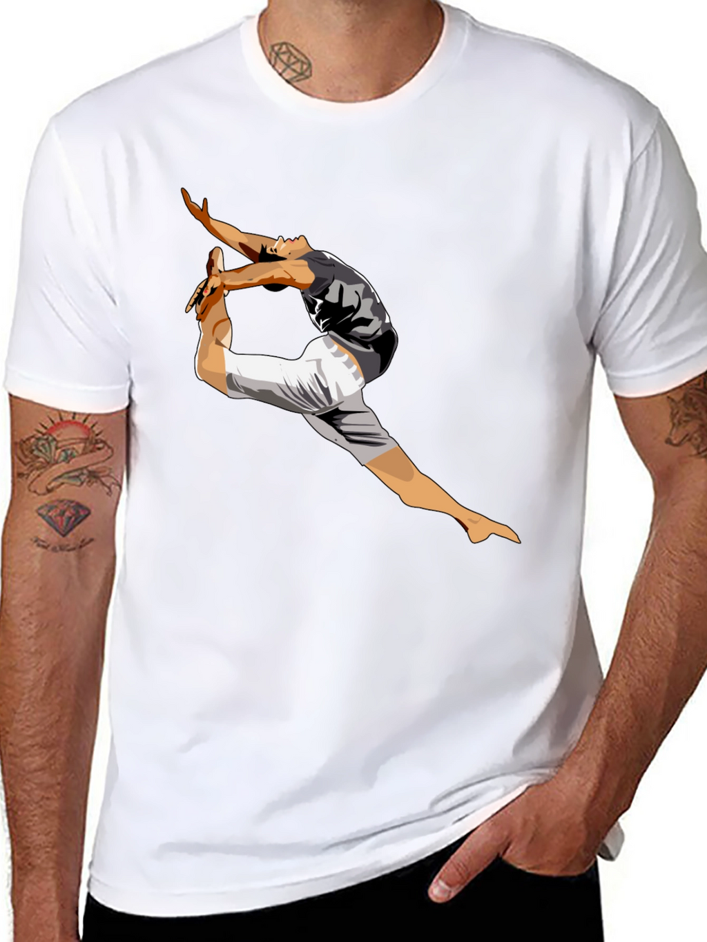 Mens Black T-Shirt with Dancer Graphic