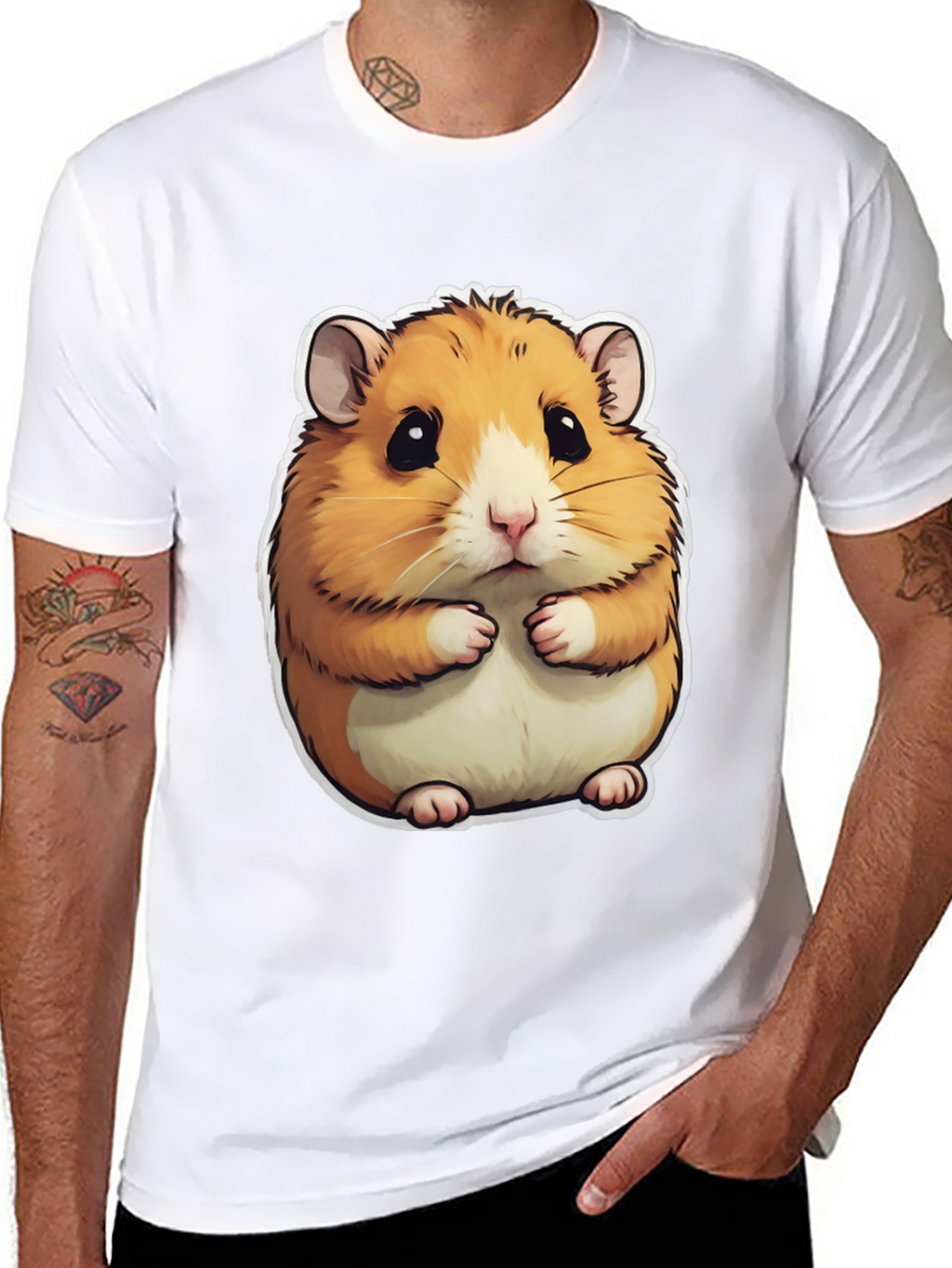 Cute Hamster Graphic T-Shirt - Mens Black Tee