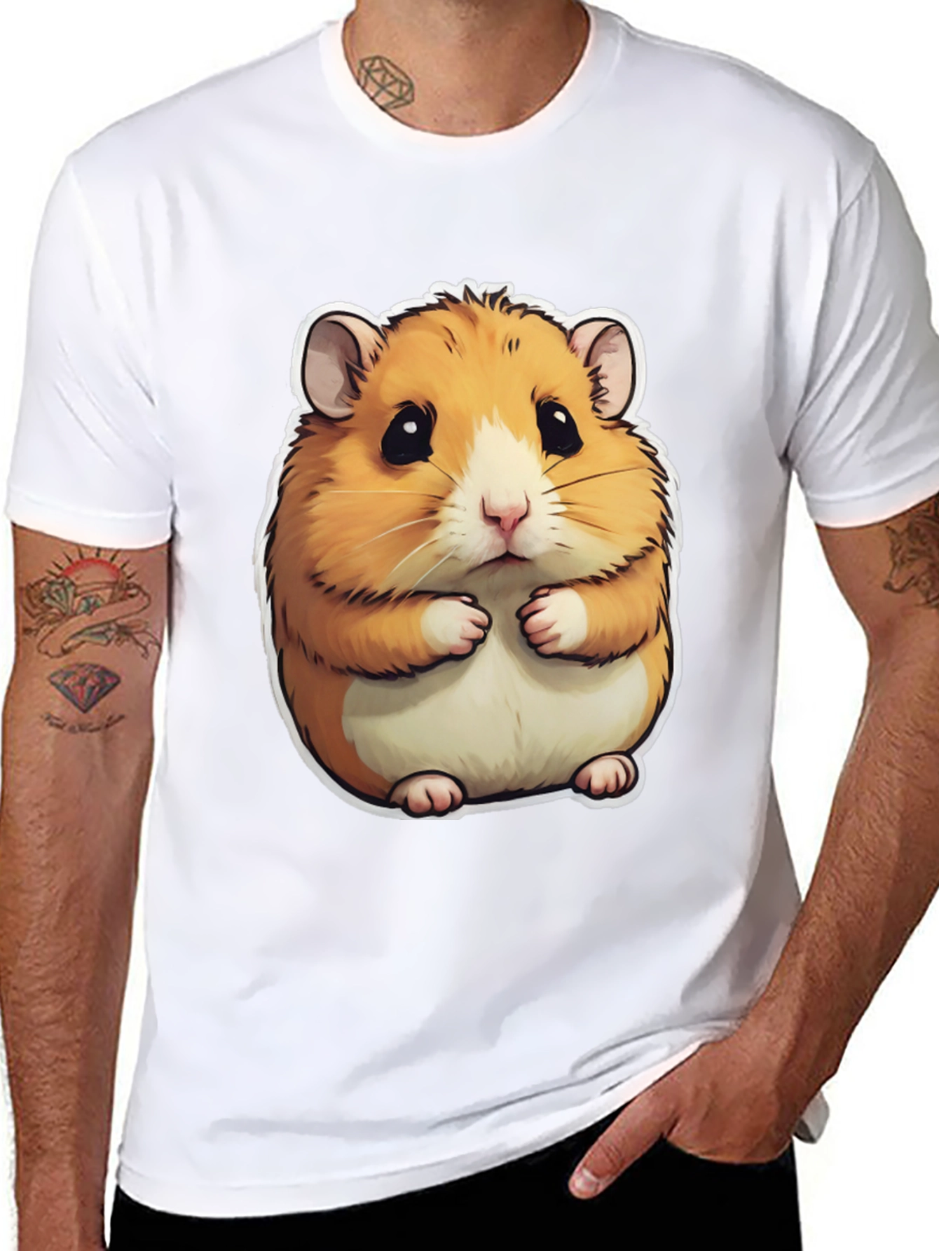 Cute Hamster Graphic T-Shirt - Mens Black Tee