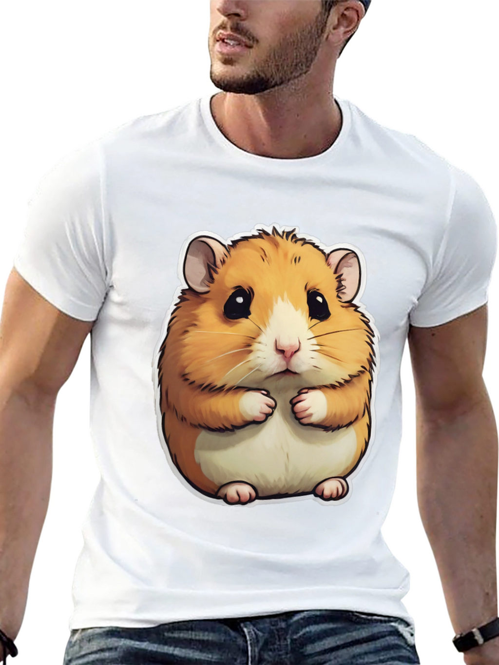 Cute Hamster Graphic T-Shirt - Mens Black Tee