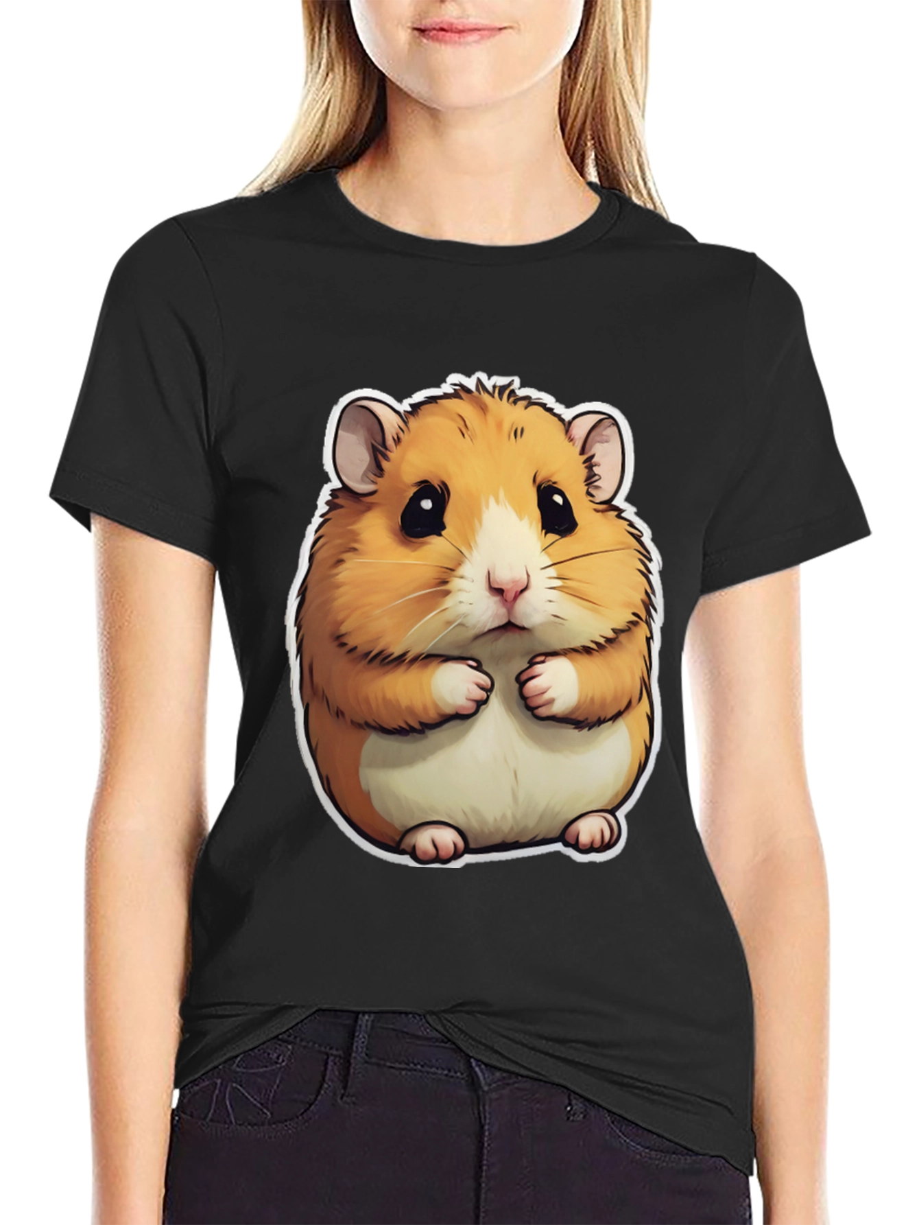 Cute Hamster Graphic T-Shirt - Mens Black Tee