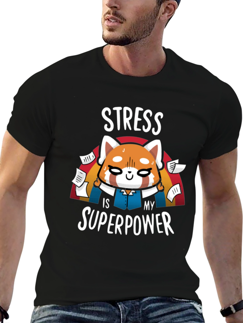 Stress Superpower Black T-Shirt