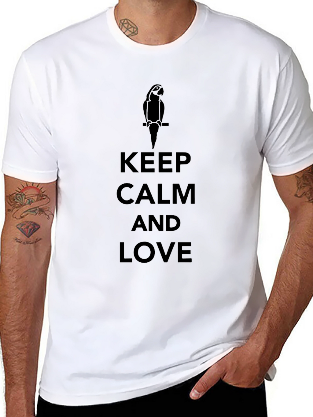 Keep Calm and Love Parrot Black T-Shirt