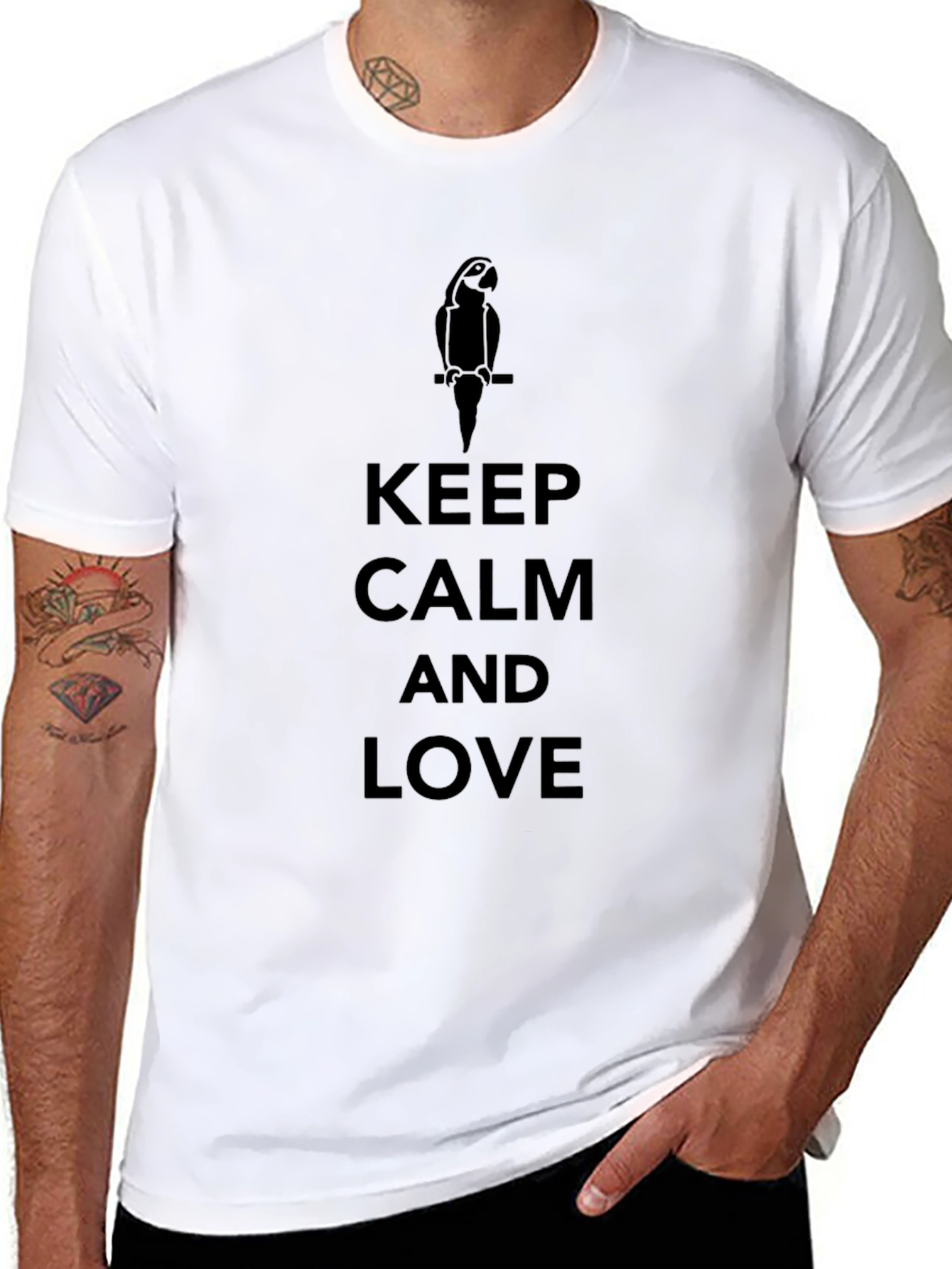 Keep Calm and Love Parrot Black T-Shirt