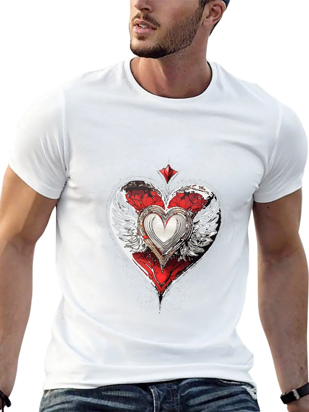 Winged Heart Graphic T-Shirt - Cool Design