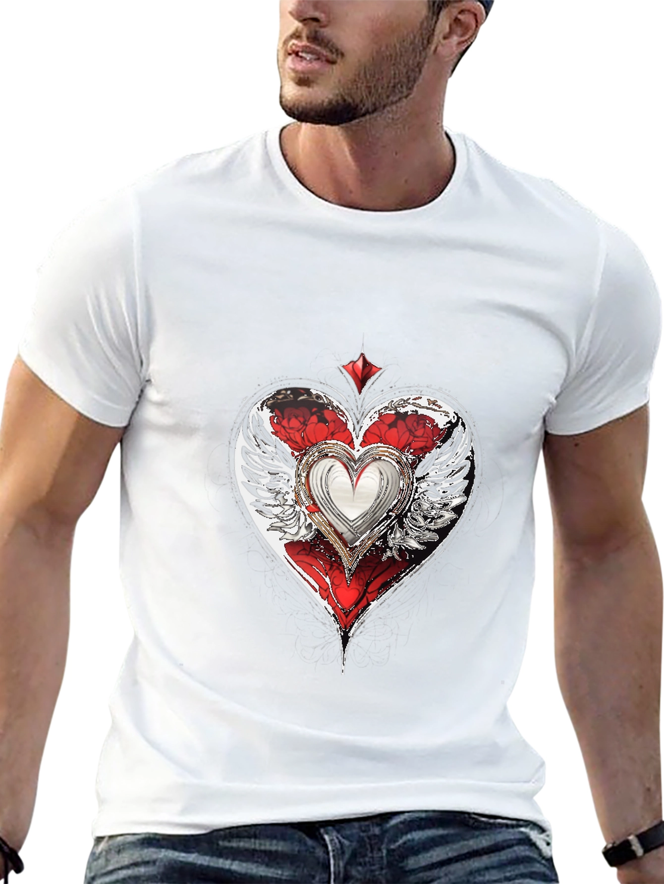 Winged Heart Graphic T-Shirt - Cool Design