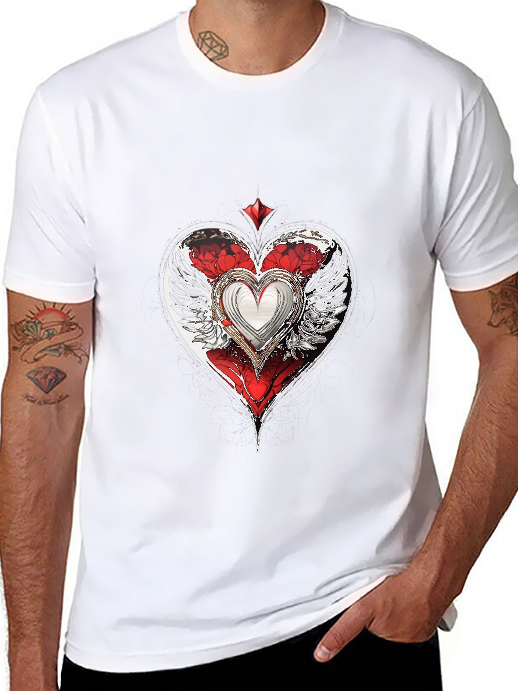 Winged Heart Graphic T-Shirt - Cool Design