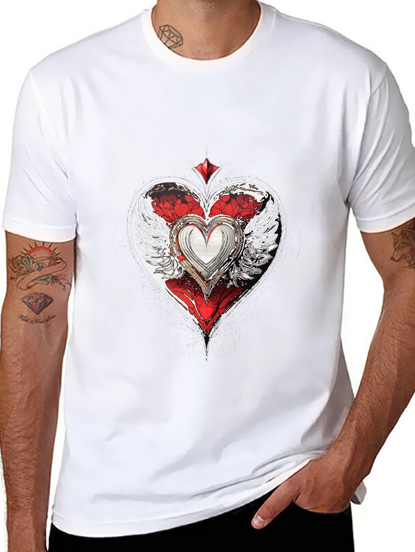 Winged Heart Graphic T-Shirt - Cool Design