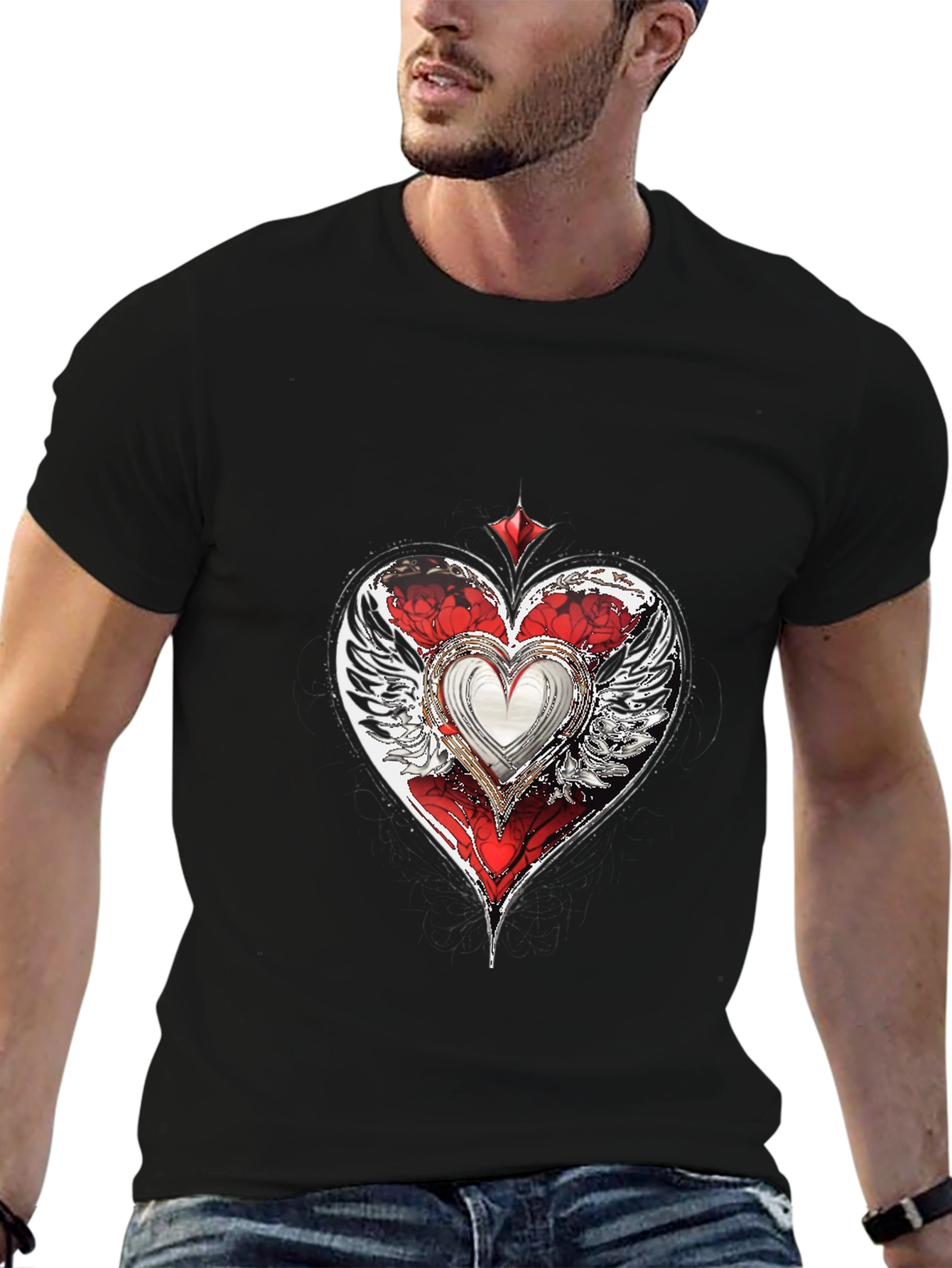 Winged Heart Graphic T-Shirt - Cool Design