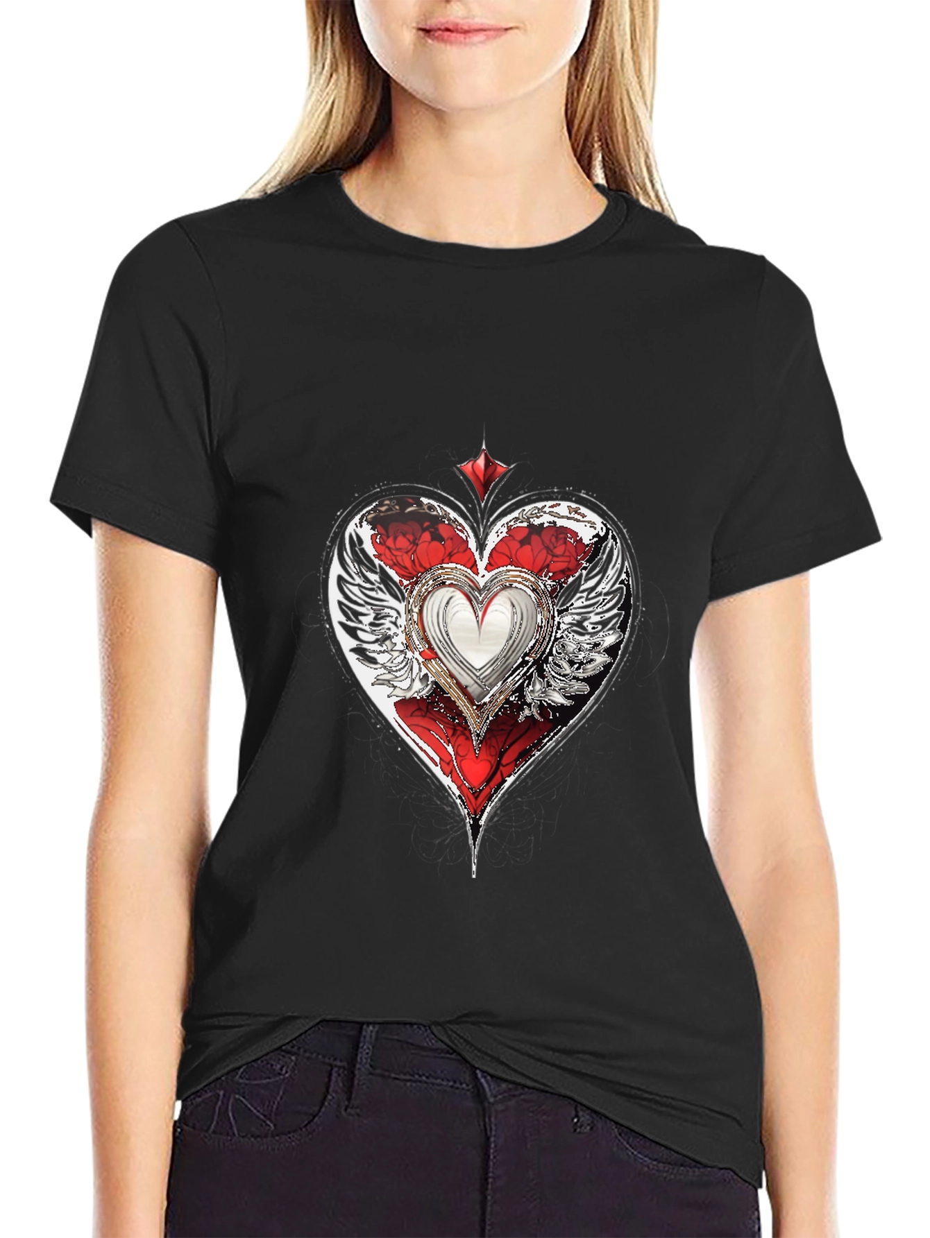 Winged Heart Graphic T-Shirt - Cool Design