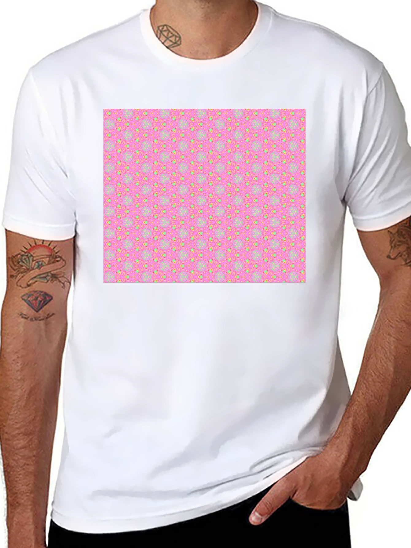 Patterned T-Shirt - Pink & Yellow Design