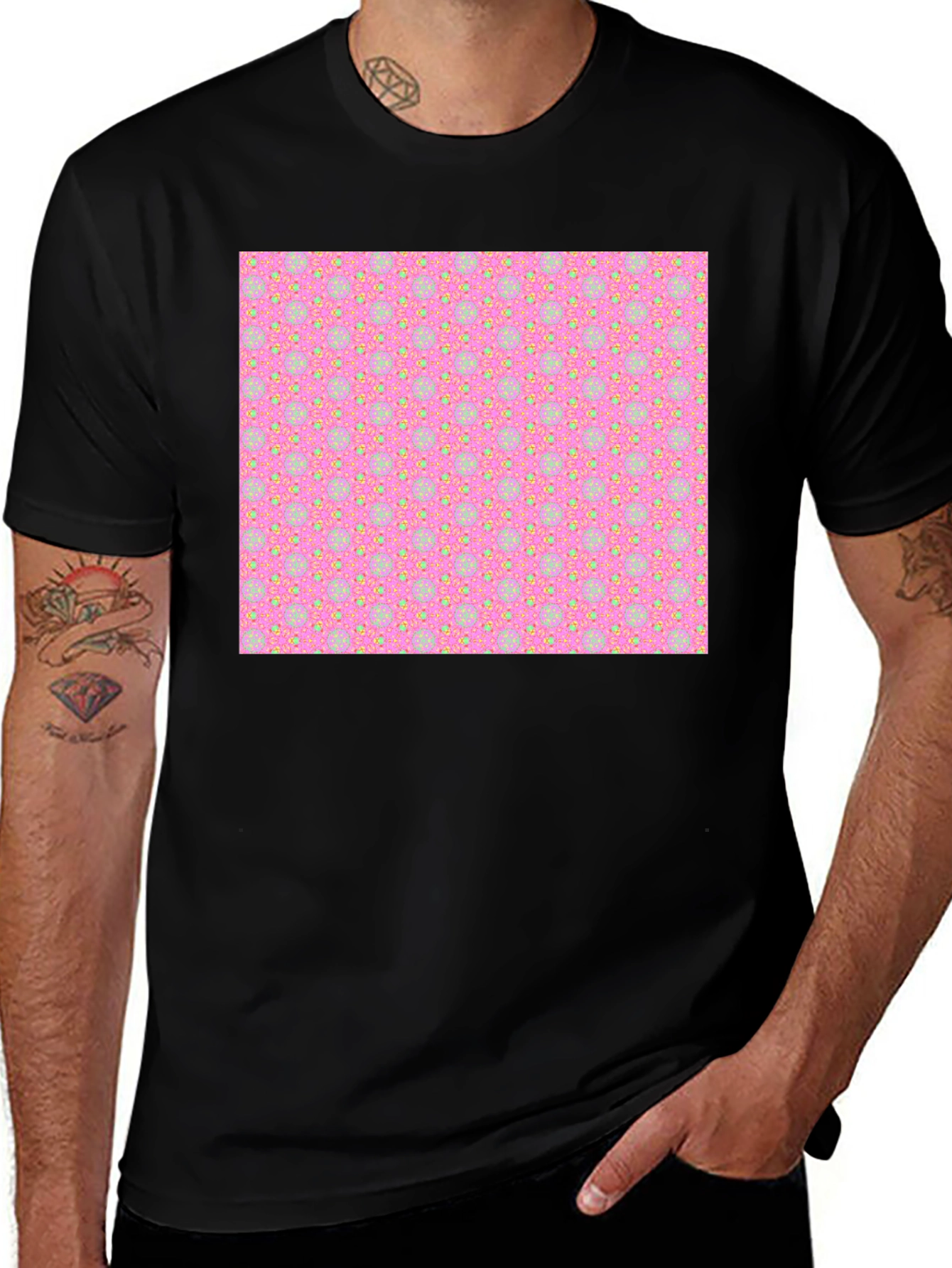 Patterned T-Shirt - Pink & Yellow Design