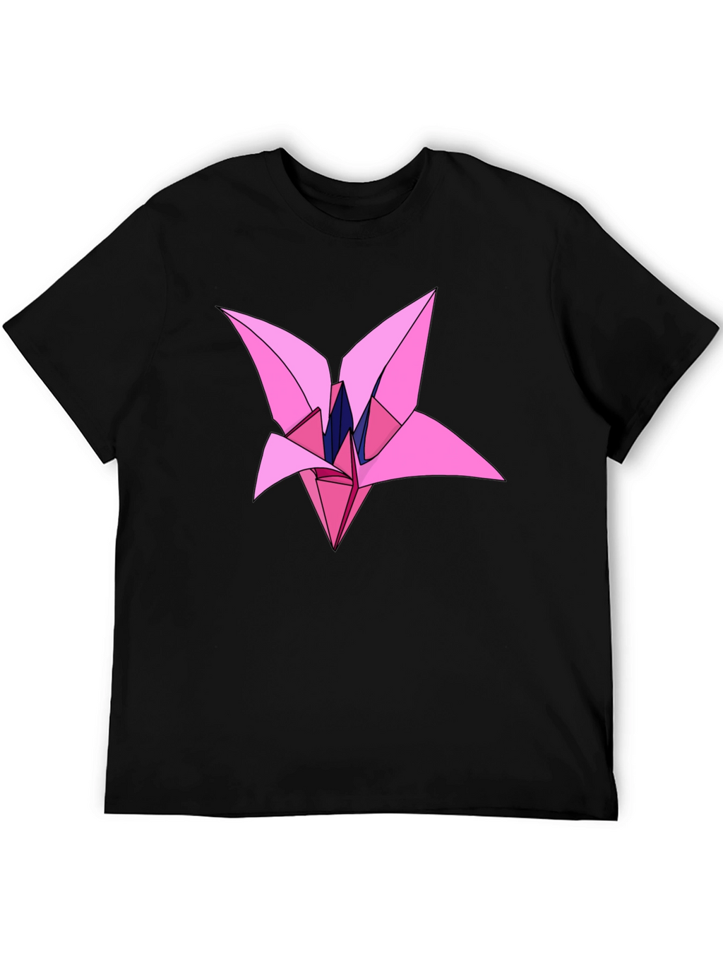 Origami Flower Graphic Black T-Shirt