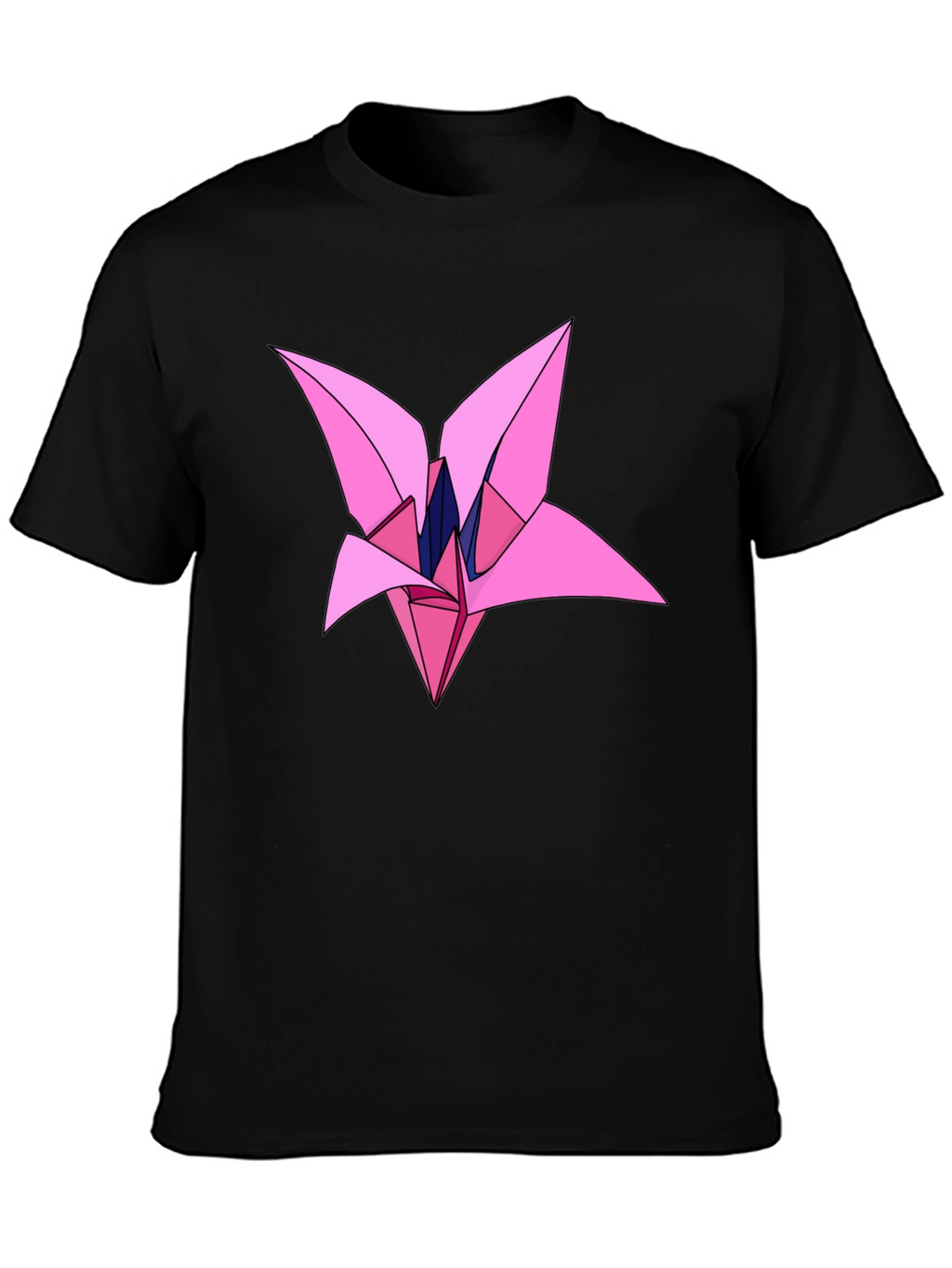 Origami Flower Graphic Black T-Shirt